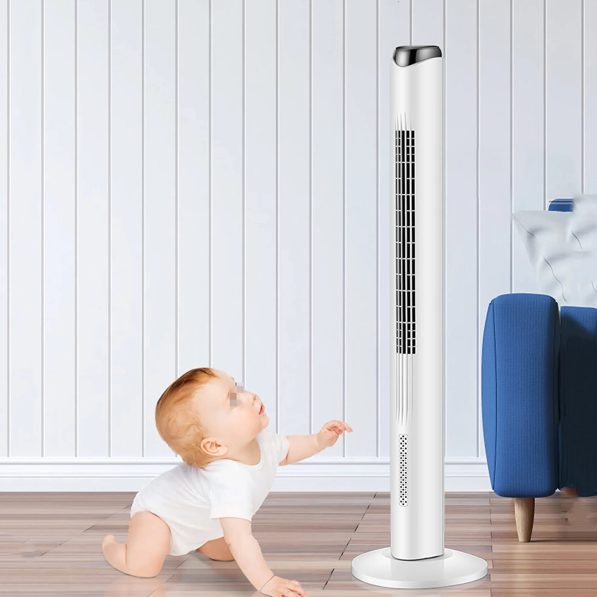WENJUN Wentylator kolumnowy z pilotem zdalnego sterowania, 3 ciche poziomy prędkości, moc 45 W, funkcja obrotowa, oscylacja, wentylator kolumnowy, 80 cm, mobilny wentylator