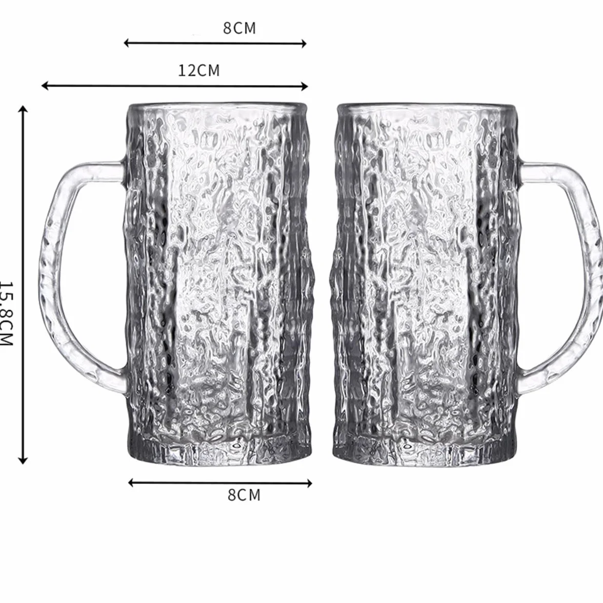 Szklanka do piwa w pubie - 485 ml, zestaw 2 sztuk, zestaw upominkowy do piwa, duże kubki do piwa, wysokiej jakości szkło, kubki ze wzorem lodowca