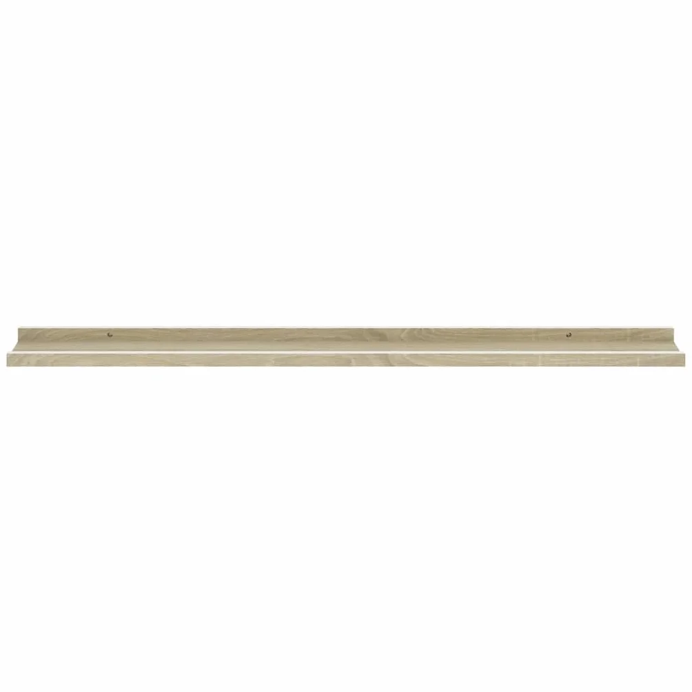 Regały ścienne, zestaw 2 sztuk, białe i dąb Sonoma, 100 x 9 x 3 cm, wytrzymałe półki wiszące z płyty MDF na książki, dekoracja, rośliny, uniwersalny montaż ścienny, nowoczesne wzornictwo