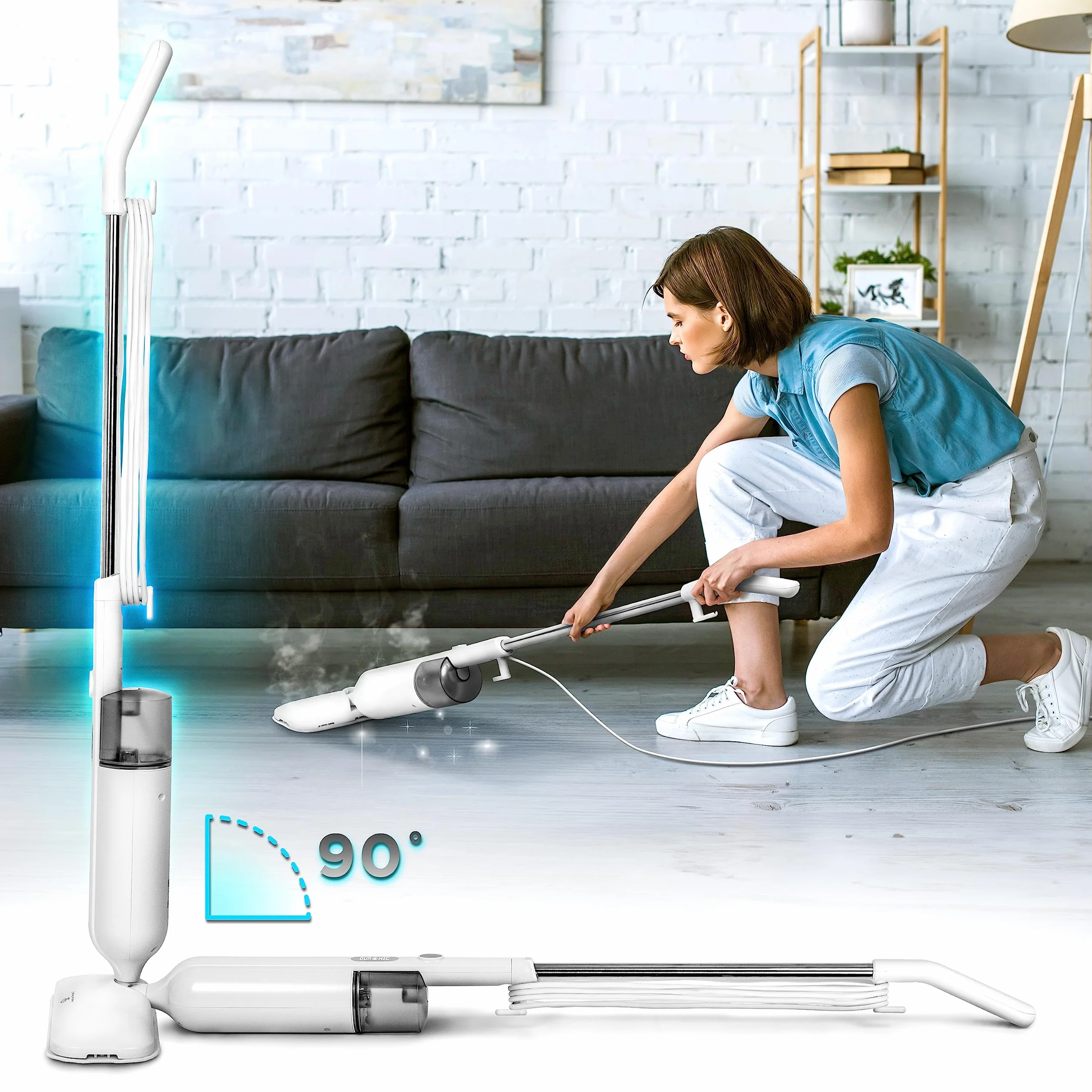 Duronic STM11 Mop parowy elektryczny 1100W 15 sekund nagrzewania 3 wkłady do podłóg twardych 120 stopni