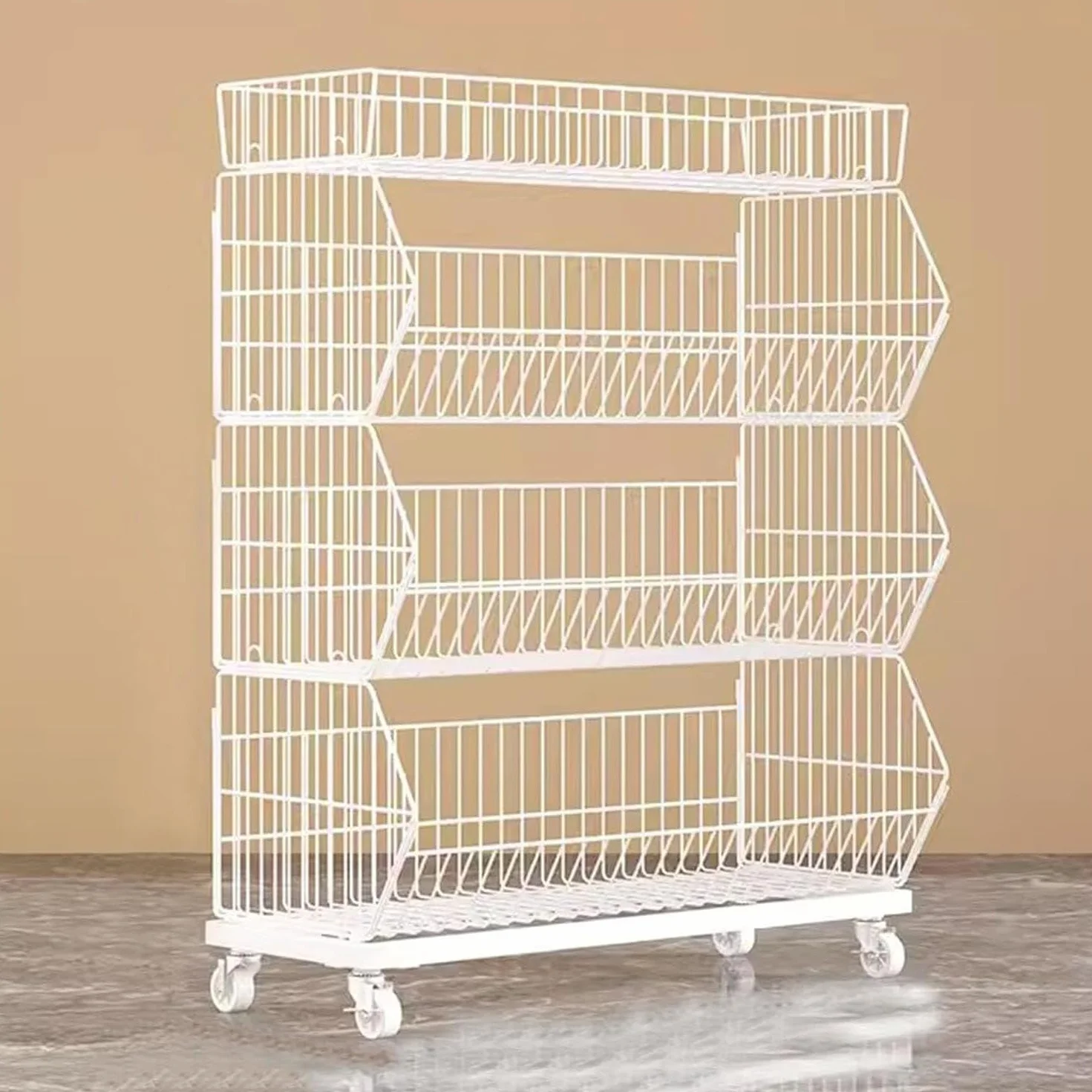 4-poziomowy regał kuchenny o dużej pojemności, półki użytkowe z uniwersalnymi kółkami, stojak ekspozycyjny do supermarketu, biały, 90 cm (35 cali) - solidny i wszechstronny regał