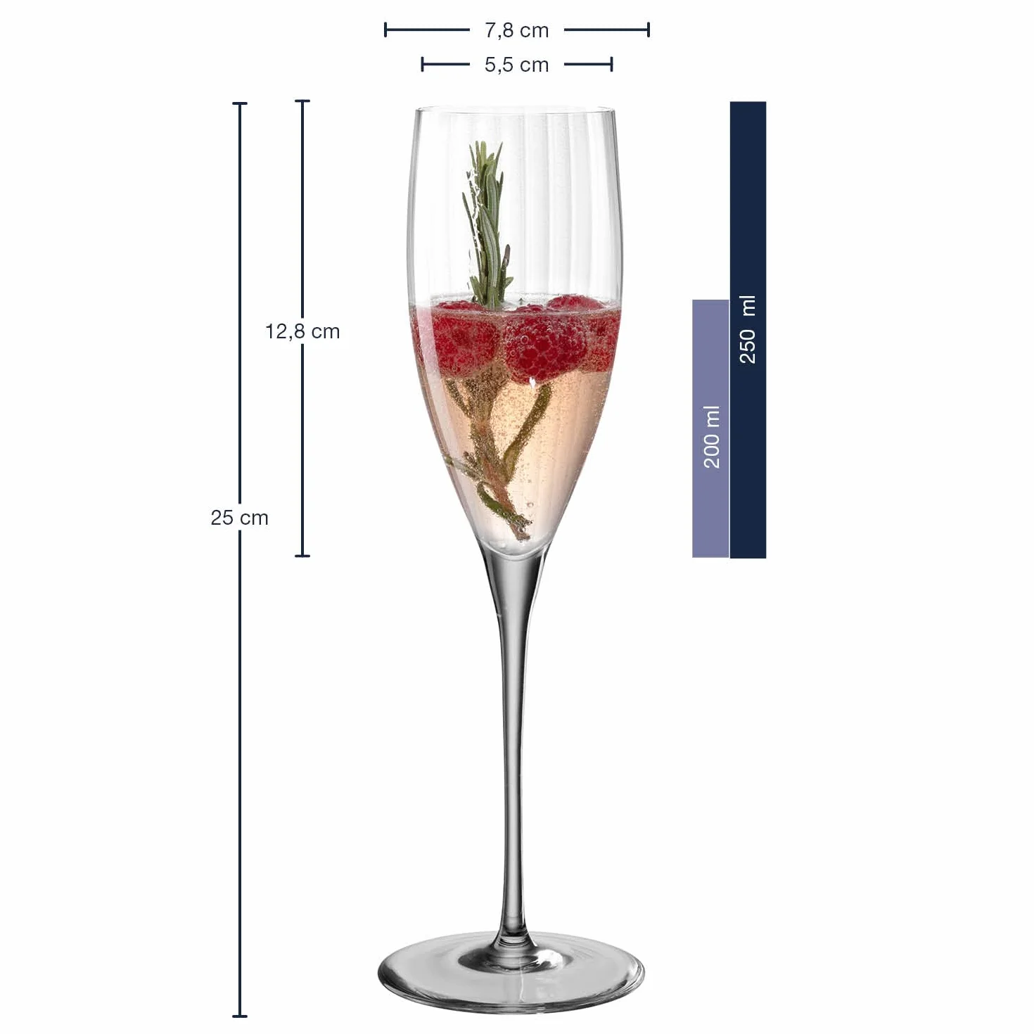 LEONARDO HOME Poesia 022381 kieliszki do szampana zestaw 6 kieliszków do szampana nadają się do mycia w zmywarce, wysokość 25 cm, 250 ml szary