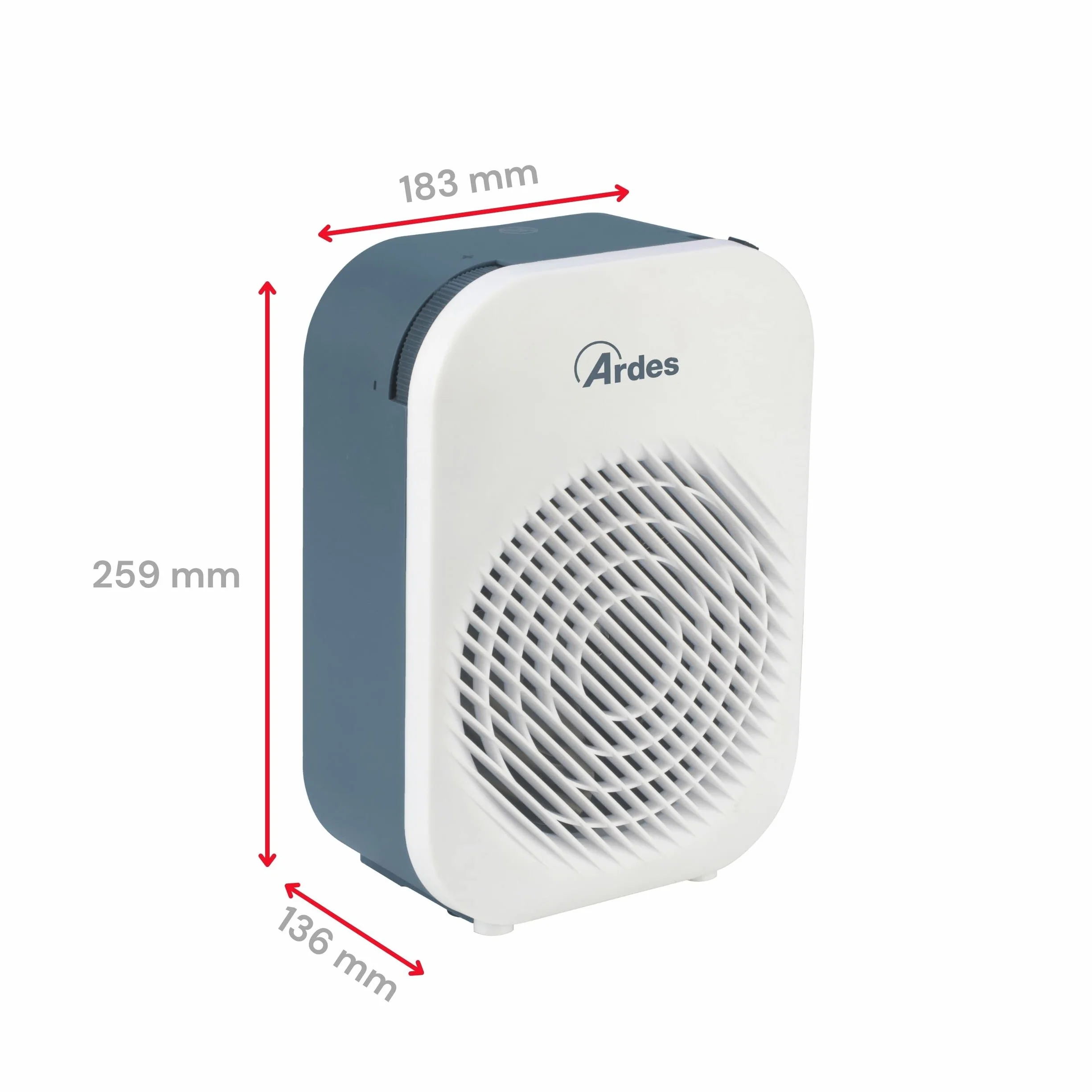 Ardes ARAM4F14W BALDO elegancki termowentylator 2 poziomy mocy z termostatem temperatury pokojowej, kompaktowa konstrukcja, kolor szary
