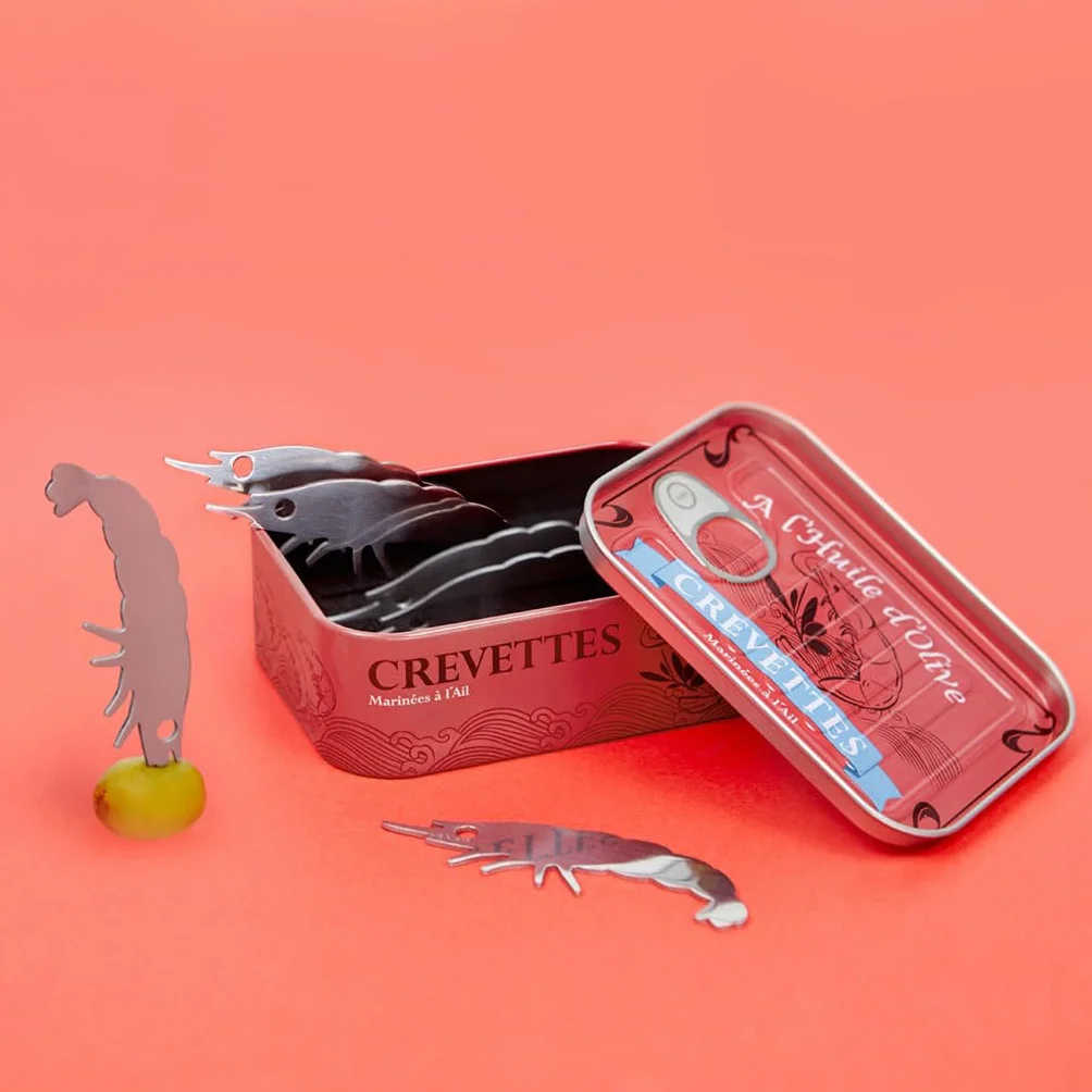 Balvi Conserverie Crevettes Conserverie Crevettes Retro krewetki konserwowane widelec puszka/stal nierdzewna