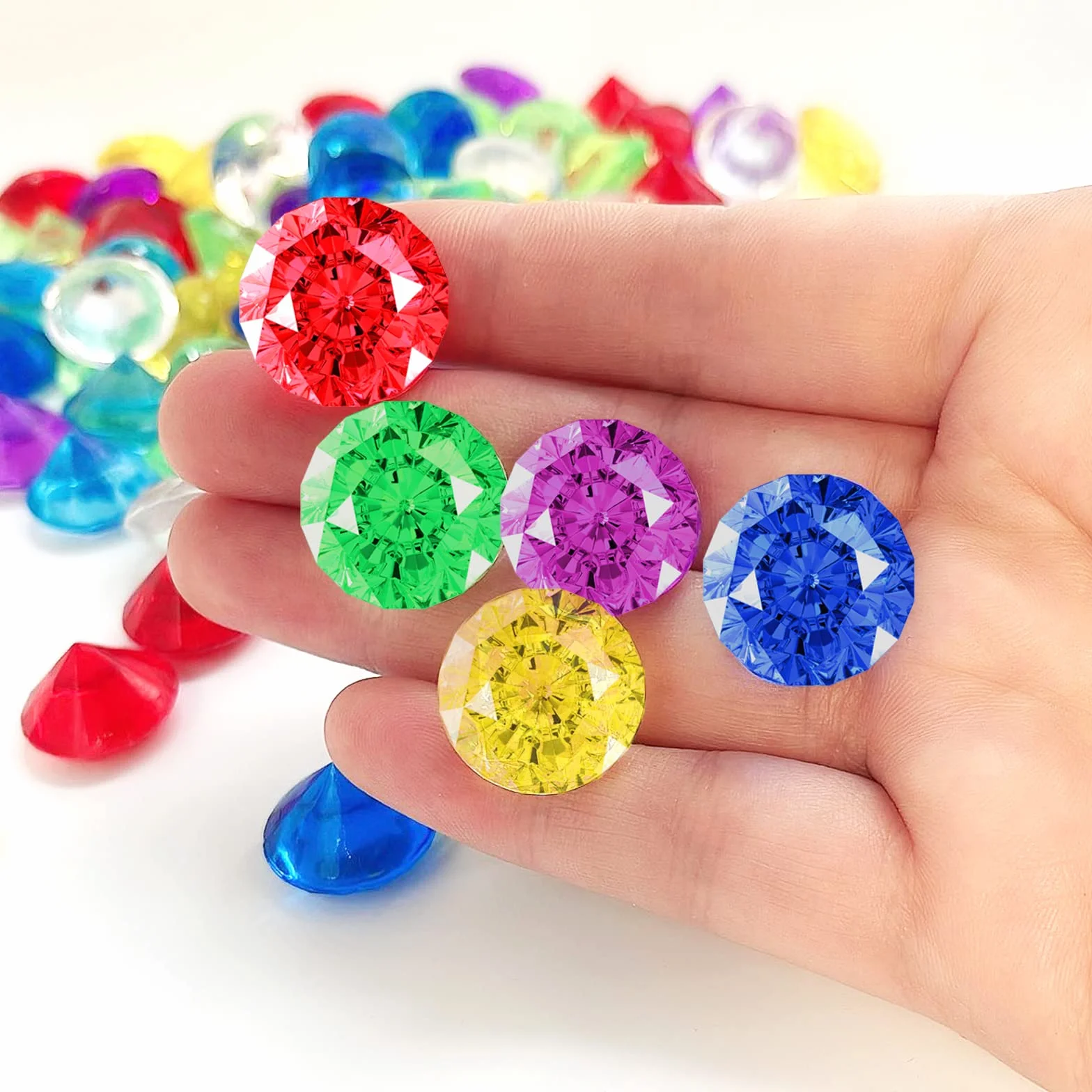100 sztuk diamentów dla dzieci, 20 mm, kolor kamieni szlachetnych dla dzieci, duża zabawa, akrylowe diamenty, kamienie ozdobne do robótek, dekoracja do sypania na ślub, przyjęcie, wypełnienie wazonów