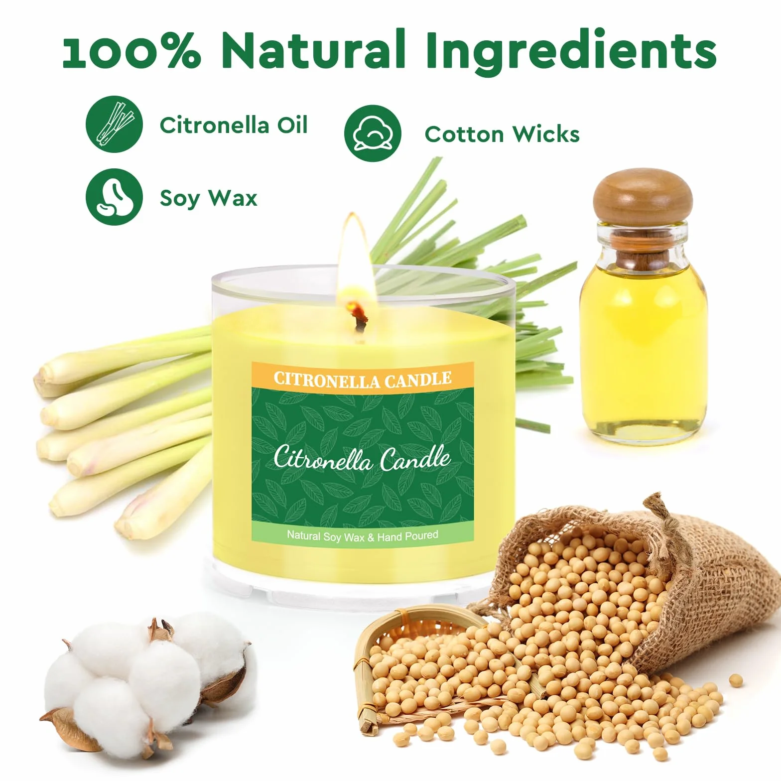 Citronella świeczki typu tealight Citronella do użytku na zewnątrz – duże podgrzewacze 10 godzin, trwały zestaw 12 świec, naturalny wosk sojowy, świece na prezent dla kobiet, sąsiadów, przyjaciół