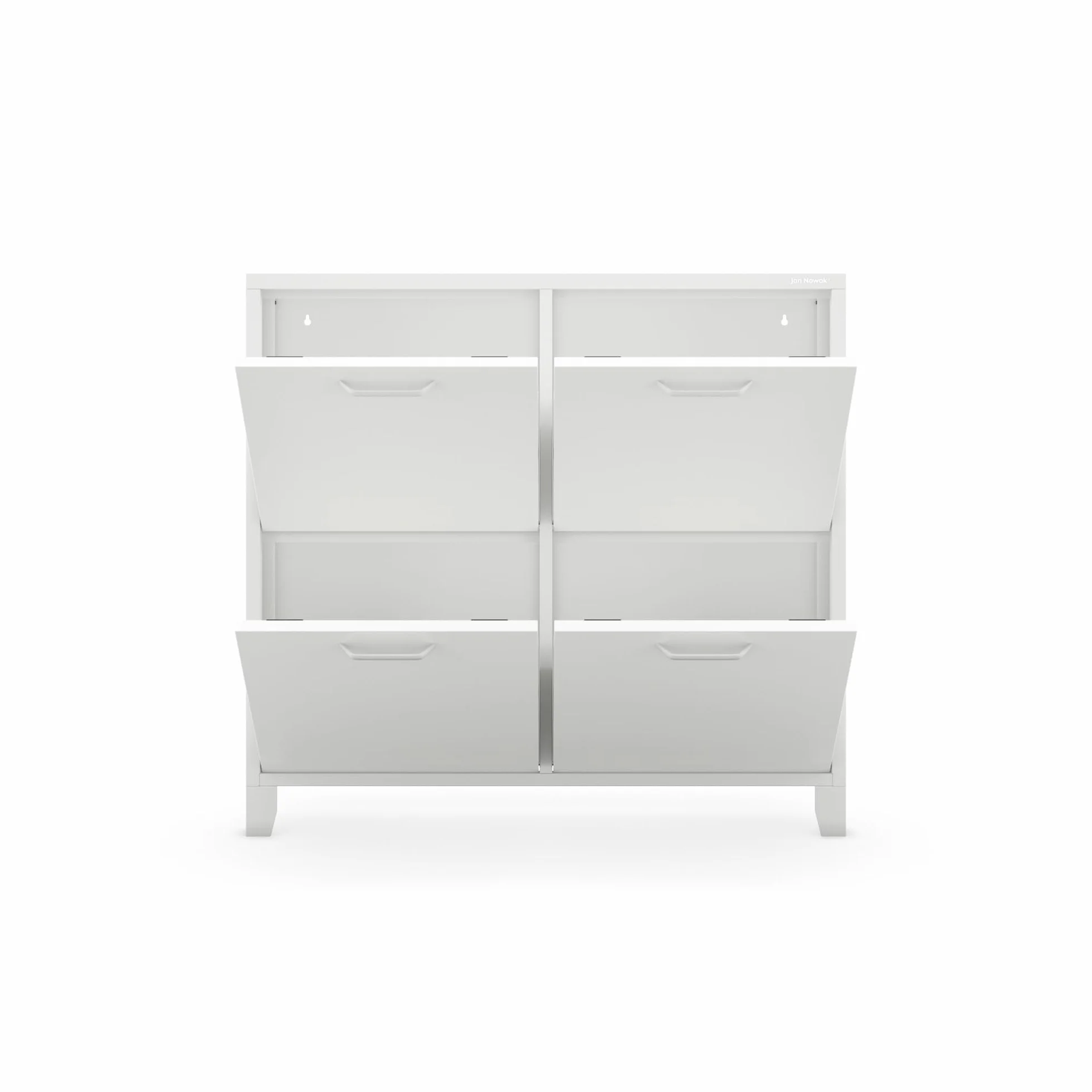 JAN NOWAK Wąska Metalowa Szafka Na Buty SHIRLEY | Na Nóżkach 4 Komory Pojemna Stabilna Nowoczesna Loftowa Minimalistyczna | 960 x 900 x 170 mm (Biały)