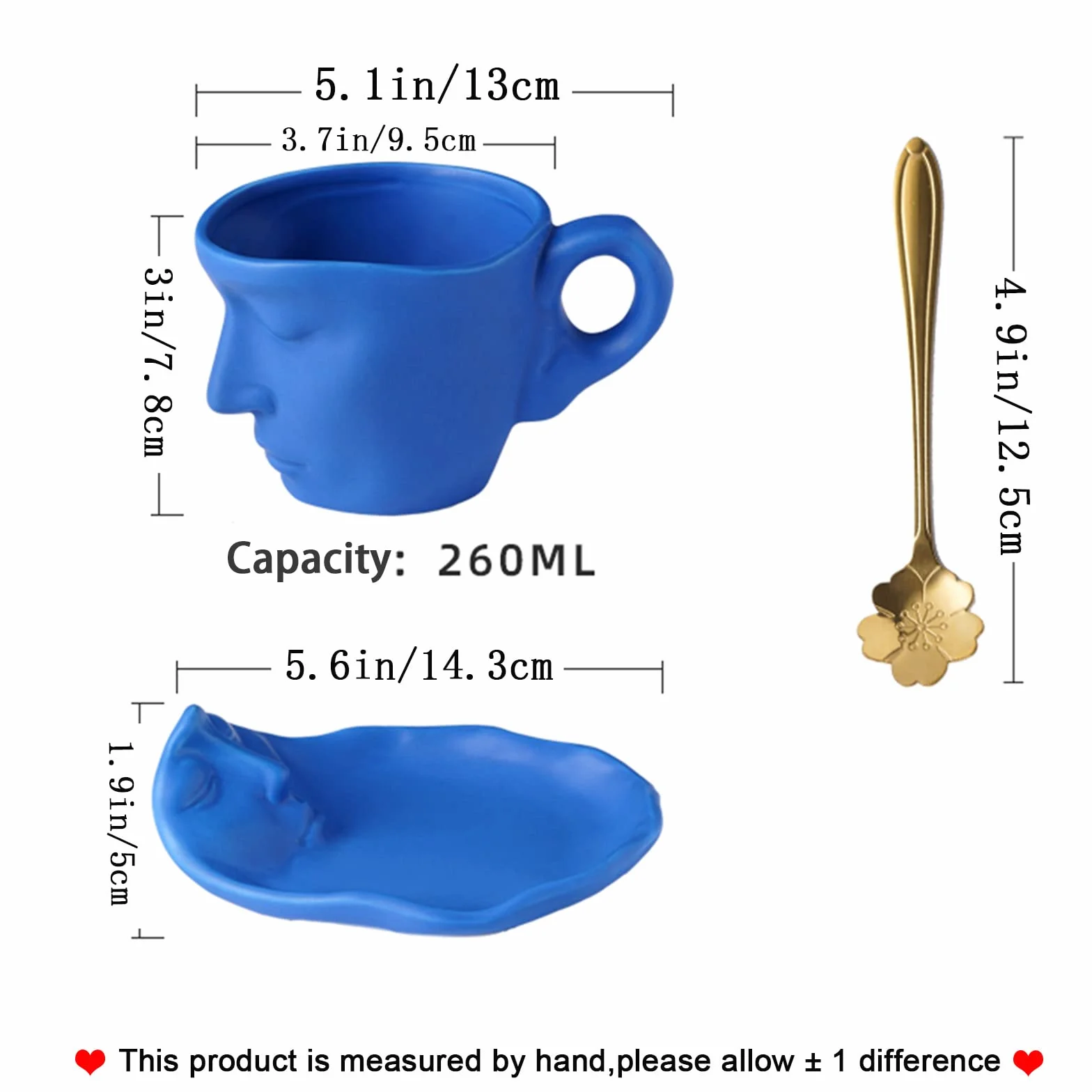 Filiżanka do Herbaty i Spodek - Zestaw Ceramiczny z Całującą się Parą, Kubek do Kawy z Łyżeczką, Twarz, Unikalna - Walentynki, Boże Narodzenie, Kreatywny
