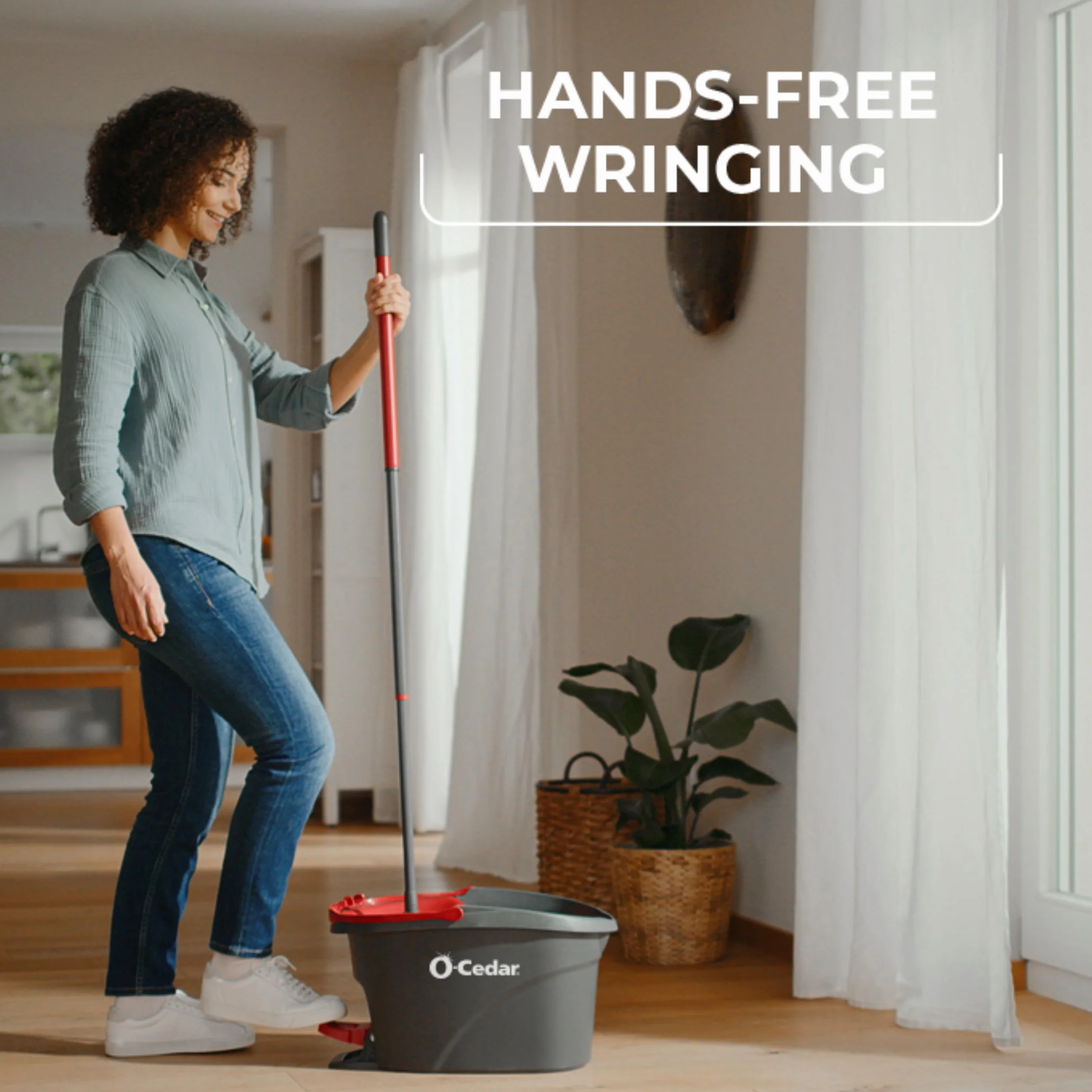 O-Cedar EasyWring Spin Mop z Mikrofibry, Czerwony/Szary z Dodatkowym Uzupełnieniem