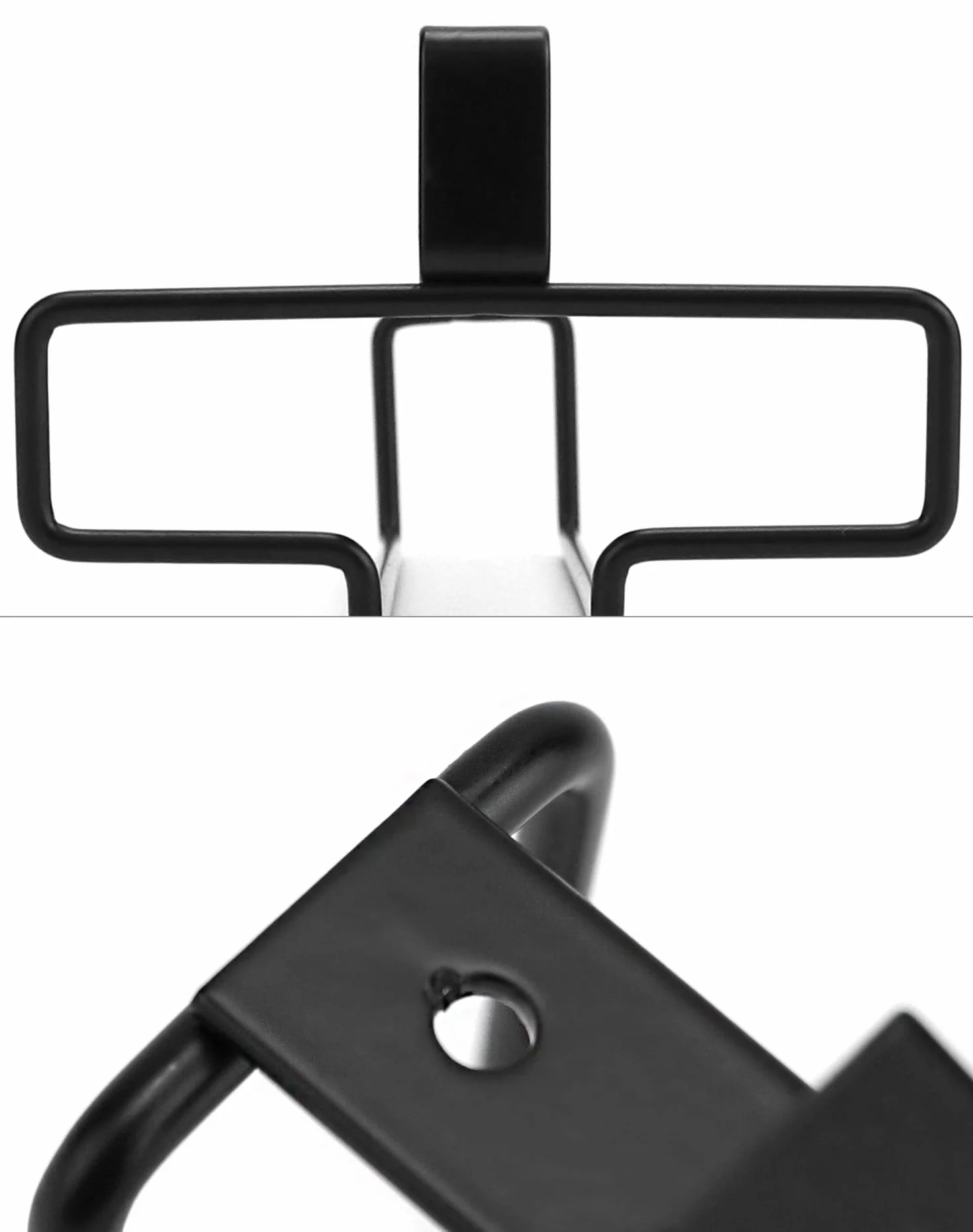 QWORK® 2 szt. Uchwyt na kieliszek do wina, uchwyt na kieliszek do wina, bez wiercenia, metal, do kuchni barowej, czarny