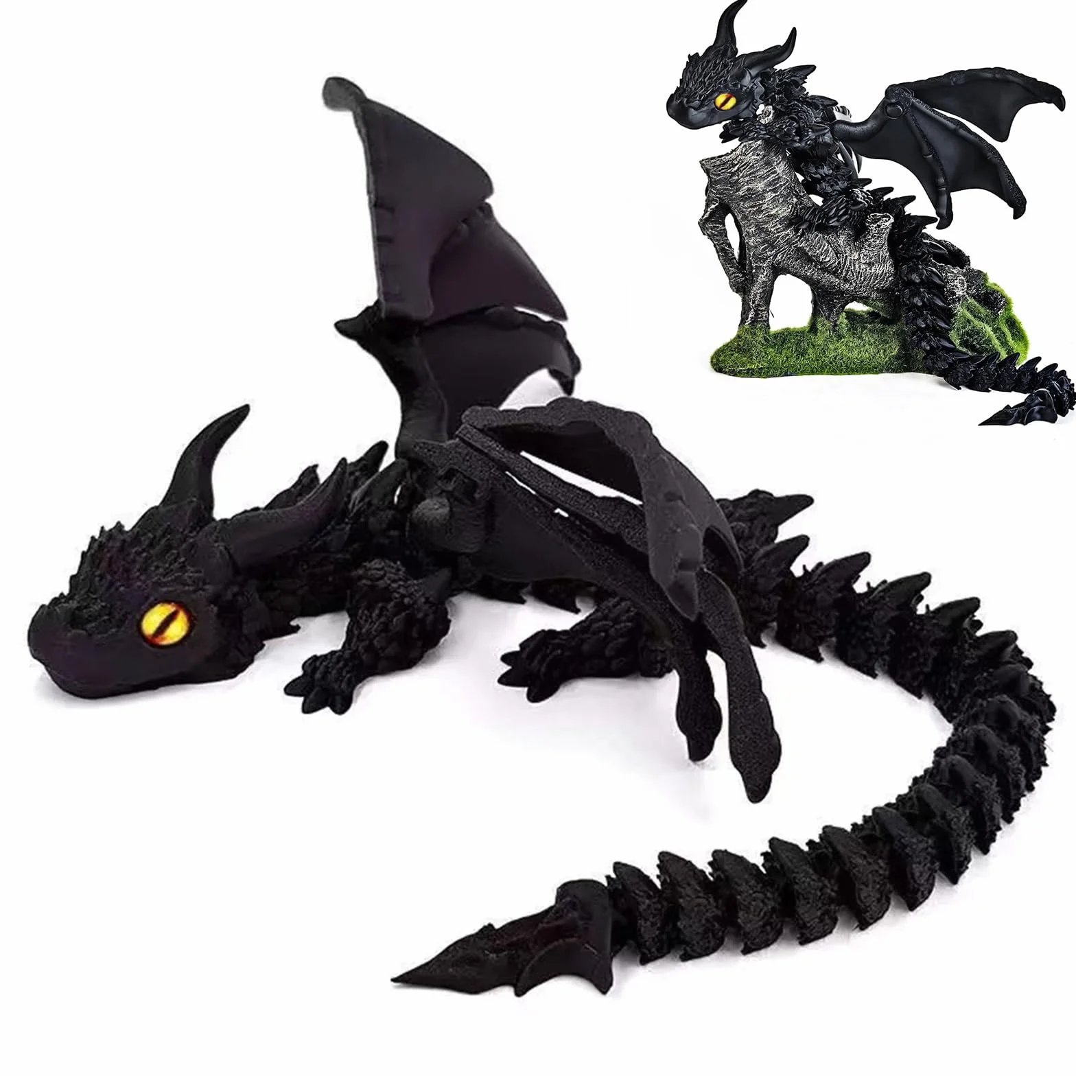 Smok z nadrukiem 3D, 30 cm, tajemnicze, realistyczne figurki smoka dla dzieci i dorosłych, elastyczna dekoracja smoka, zabawka, pomysł na prezent na Wielkanoc, 30 cm