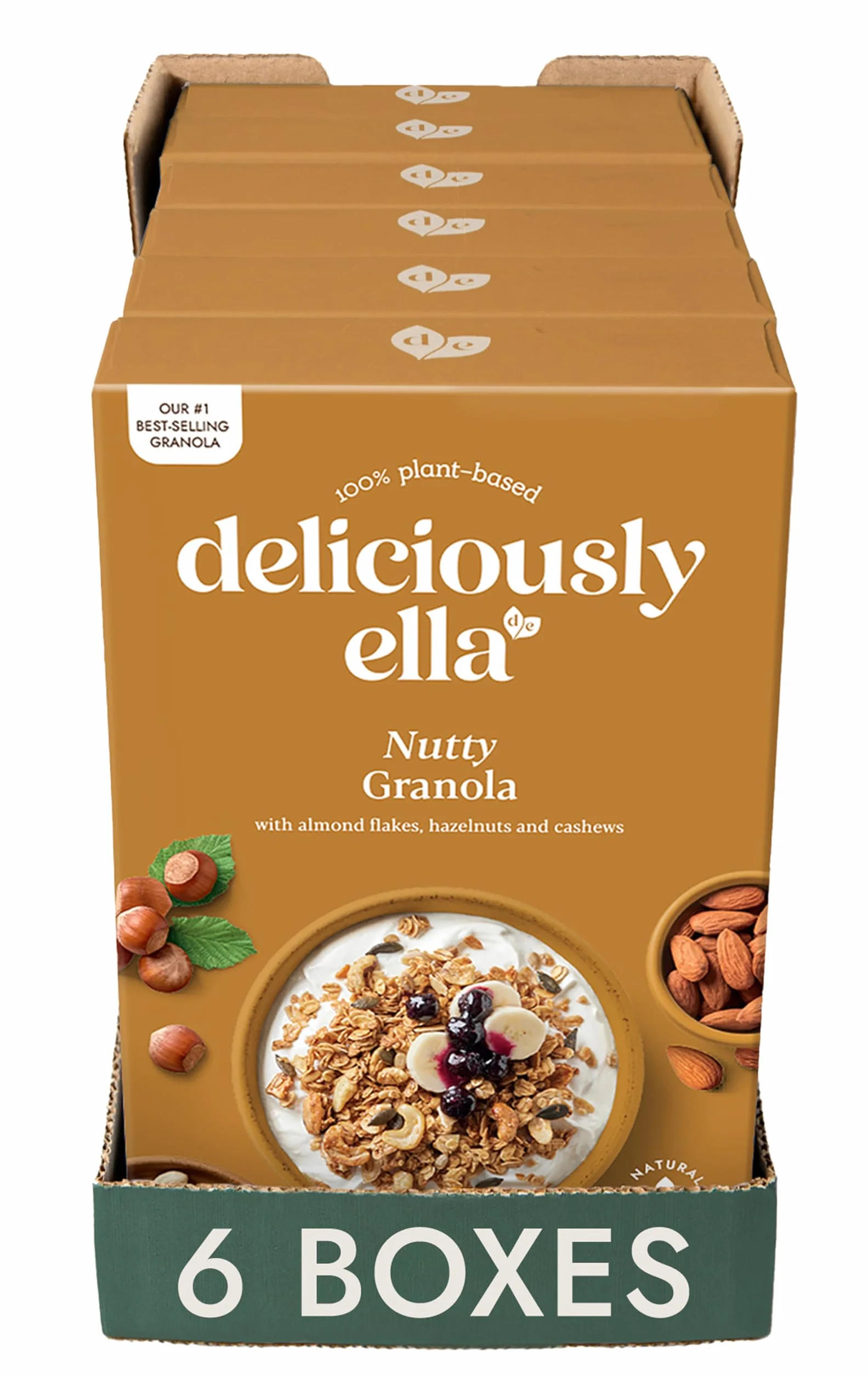 Deliciously Ella - Granola orzechowa, bezglutenowa, przyjazna dla wegan, zdrowe śniadanie, 380 g (6 pudełek)