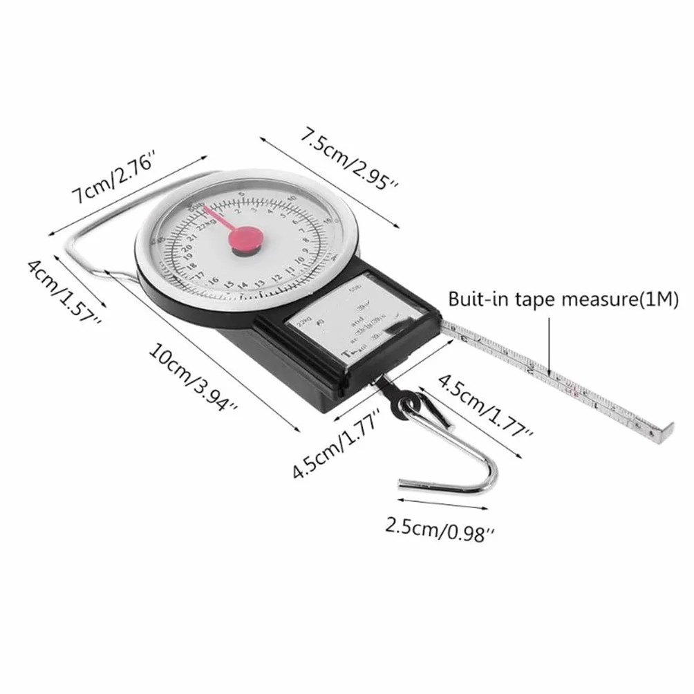 JFDBGU 22kg/50lb Portable Hanging Scale Balance Fish Hook Weighing Kitchen Measuring Tape Fishing Scales
