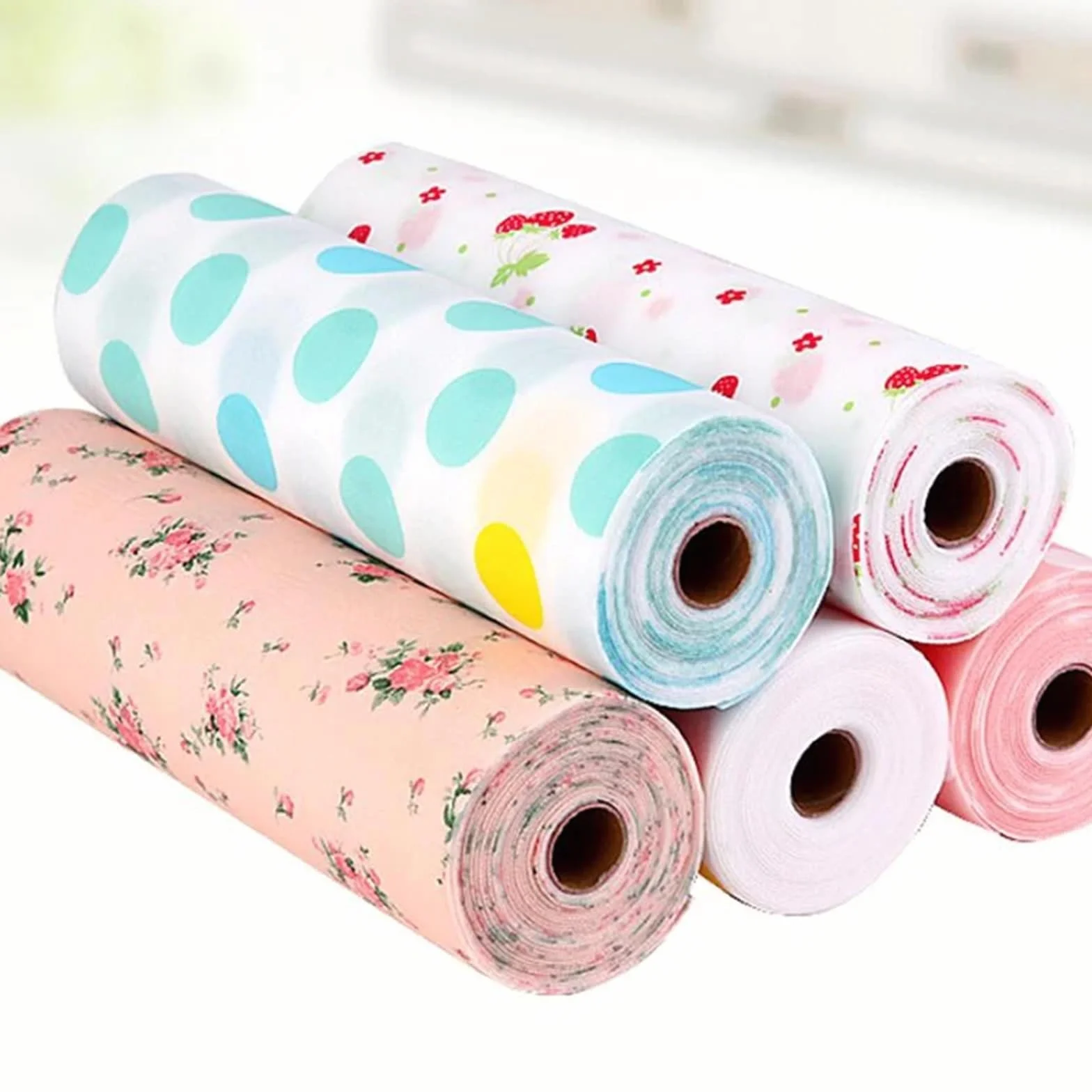 Wkładki do szuflad kuchennych, Zestaw 2 wkładek do szuflad wielokolorowych 300x30 cm szafki kuchennej(Flowers Pink)