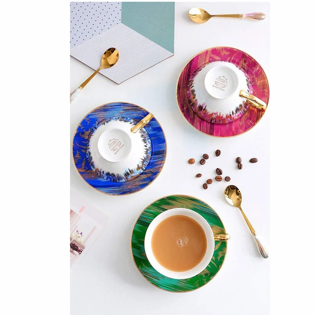 Filiżanka Do Herbaty Z Porcelany Kostnej, Filiżanka Na Śniadanie, Filiżanka Do Kawy Filiżanka I Spodek Do Kawy Obręcz Zastawa Stołowa Porcelanowy Zestaw Filiżanek Do Herb(A)