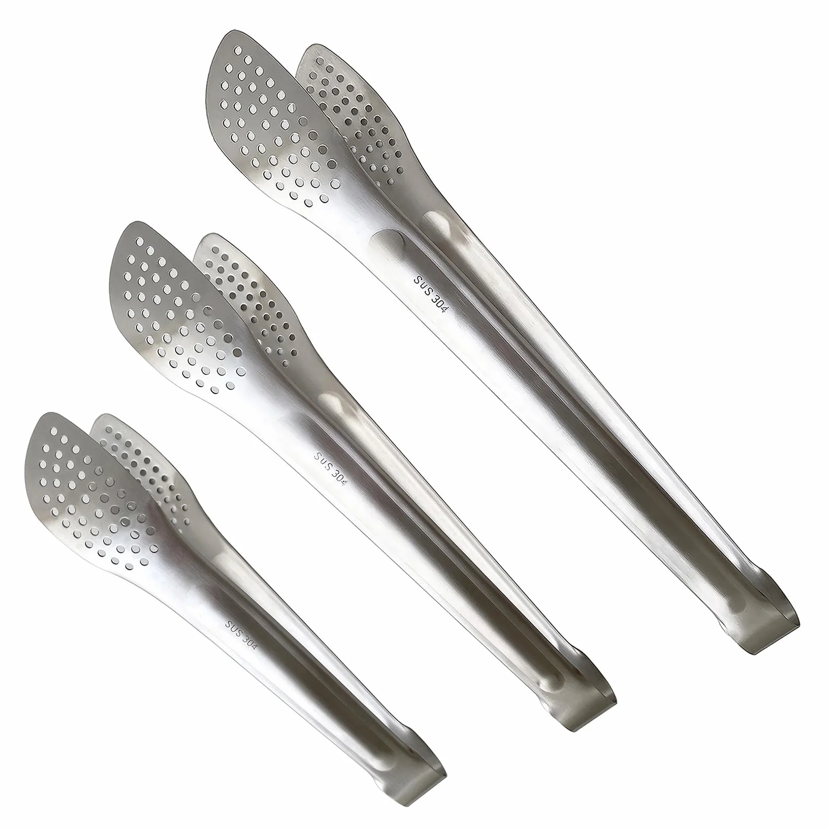 3 szczypce do grilla ze stali nierdzewnej SUS304 (34 cm/29 cm/24 cm), bez spawania, minimalistyczny styl, z długim uchwytem, japońskie szczypce Yakiniku, małe szczypce do serwowania, gotowania,