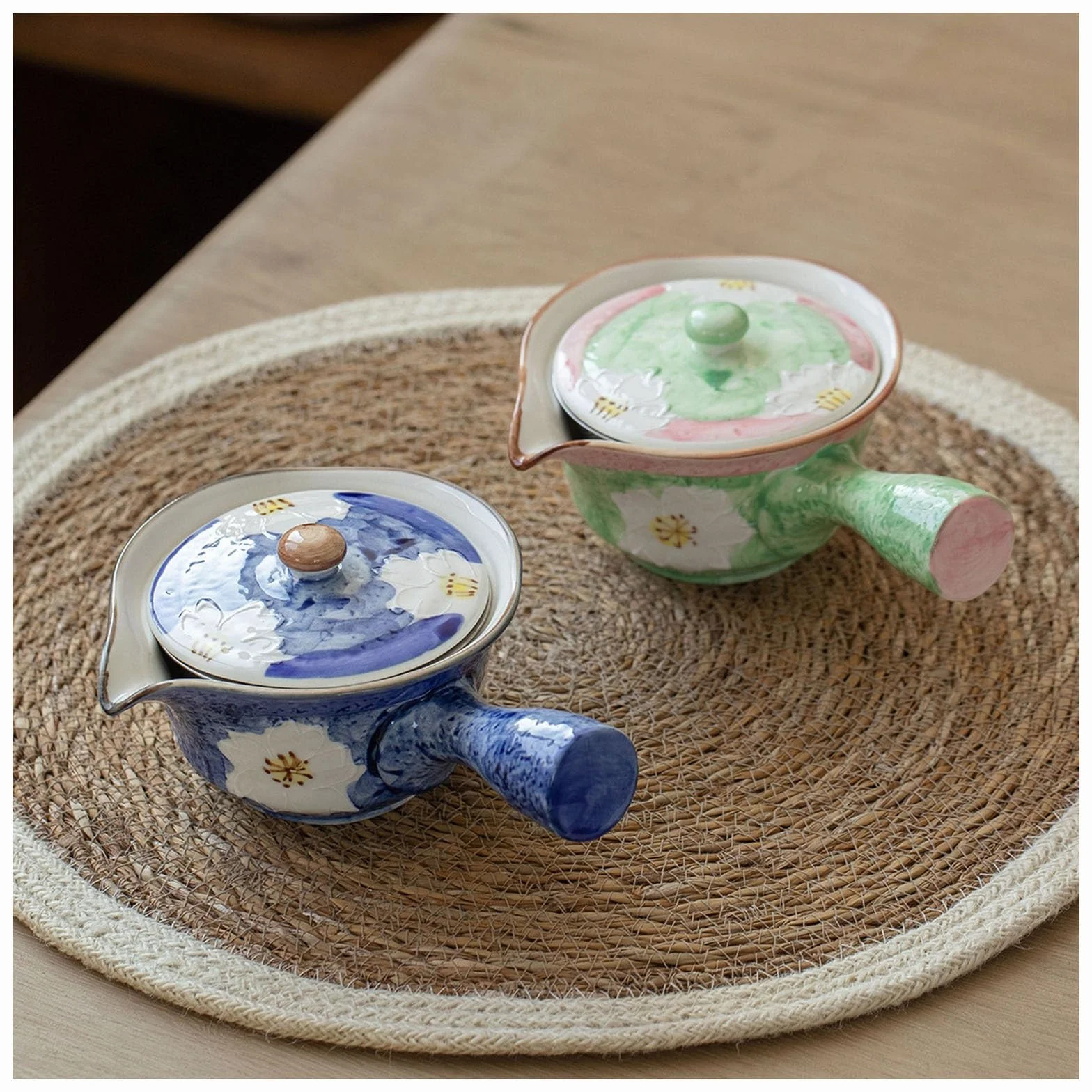 Ceramiczny czajniczek, vintage japoński jednoręczny zaparzacz do herbaty Kung Fu, przenośne naczynia do picia herbaty liściastej, konstrukcja z bocznym uchwytem, idealny dla miłośników herbaty