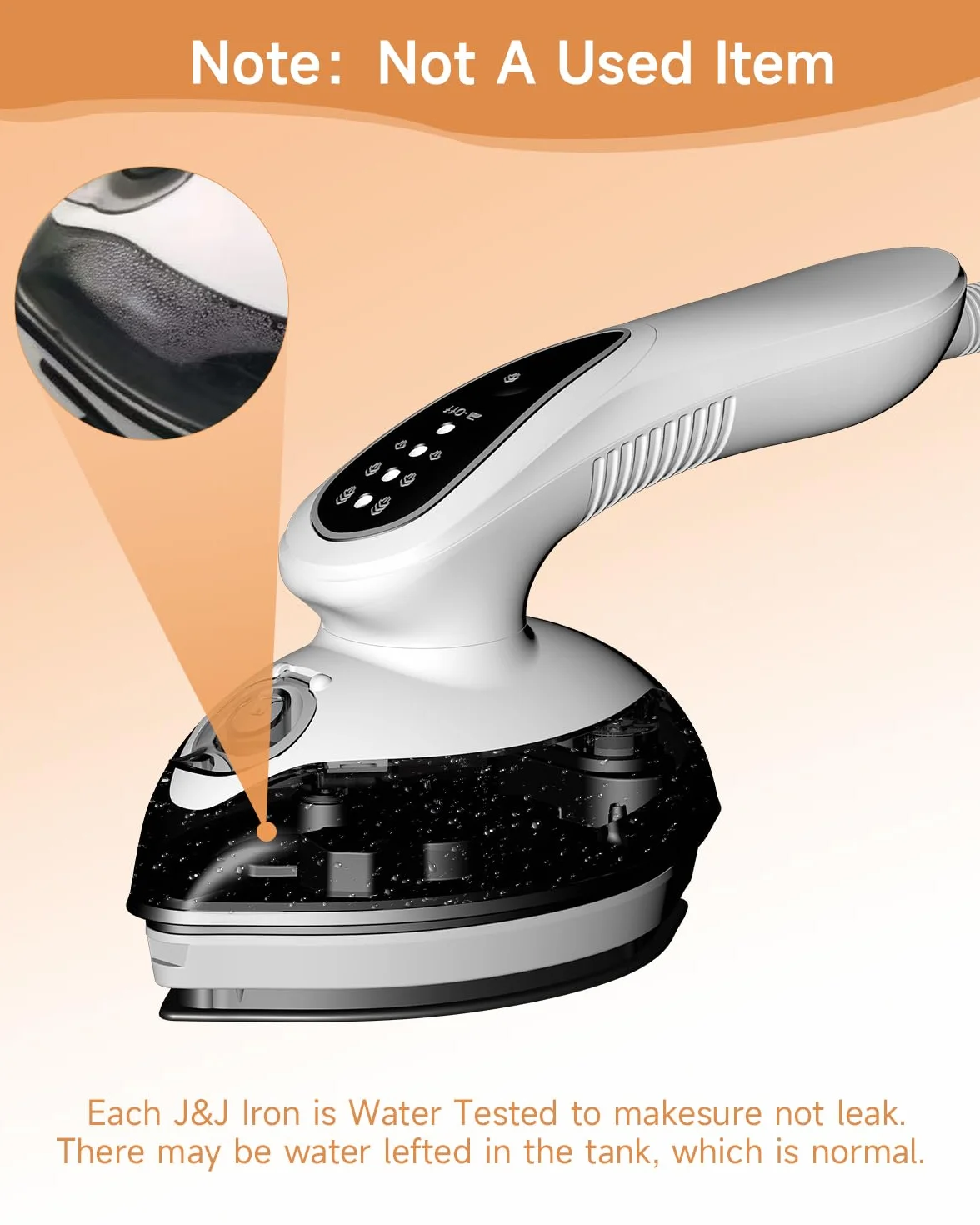 J&J EASIER, FASTER - Podróżne żelazko parowe do ubrań, 1100 W, strumień pary 20 g/min, duży zbiornik 120 ml, szybkie nagrzewanie 25 sekund, podeszwa ceramiczna, kabel 1,7 m