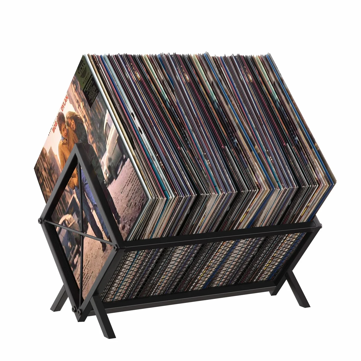 Uchwyt do przechowywania płyt winylowych, 80-100 LP, organizer do winorośli, metalowy stojak ekspozycyjny, album do szybkiego montażu, czarny
