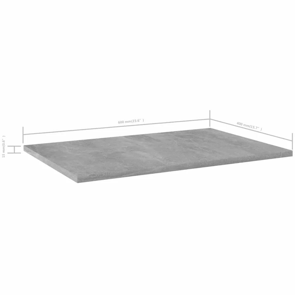 Regał na książki, 4 szt., szary beton, 60 x 40 x 1,5 cm, materiał drewnopochodny, system regałów, przechowywanie ścienne, do dużych obciążeń, moduł podłogowy do sypialni, salonu, biura, kuchni