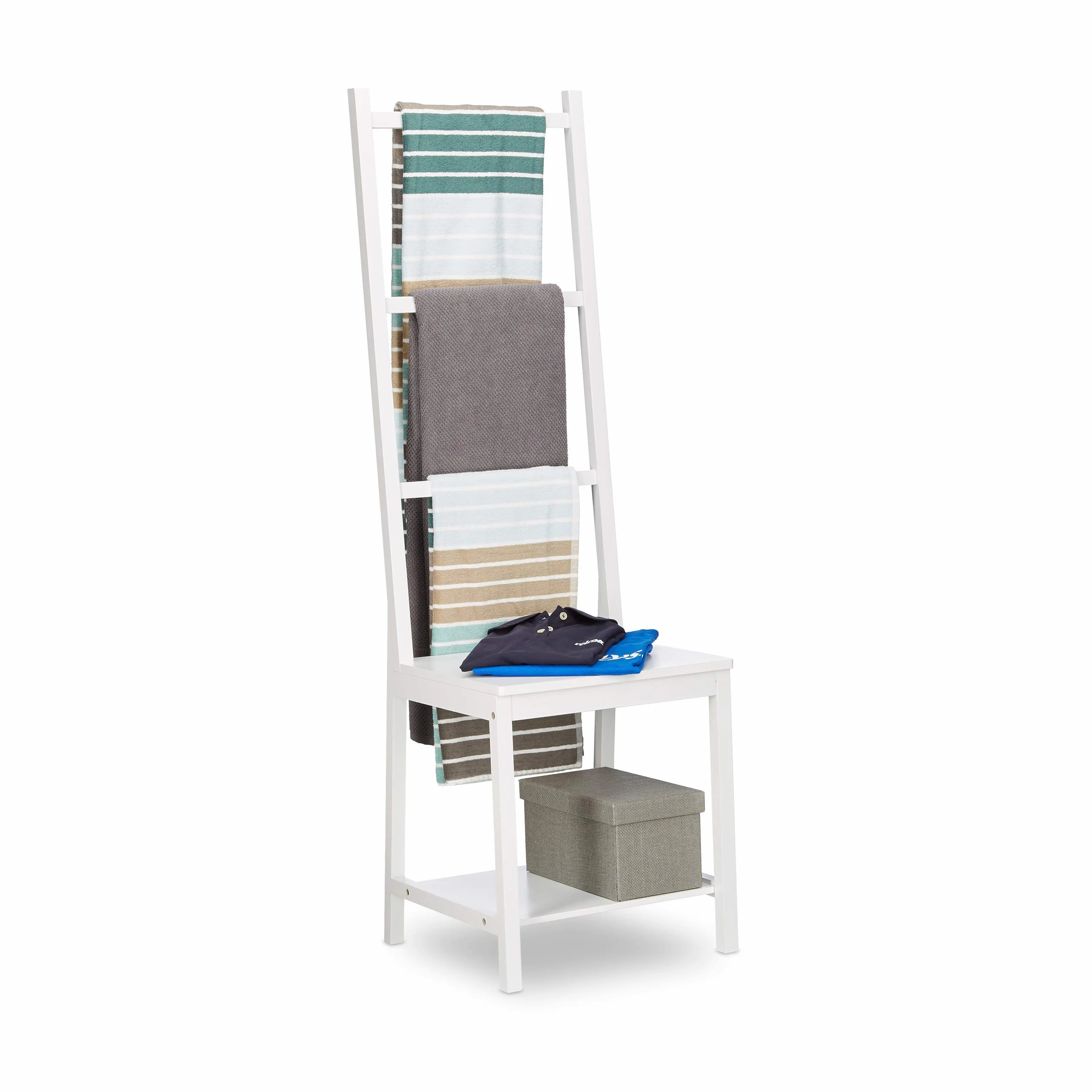 Wieszak na ręczniki Relaxdays bambus 133 x 40 x 42 cm biały