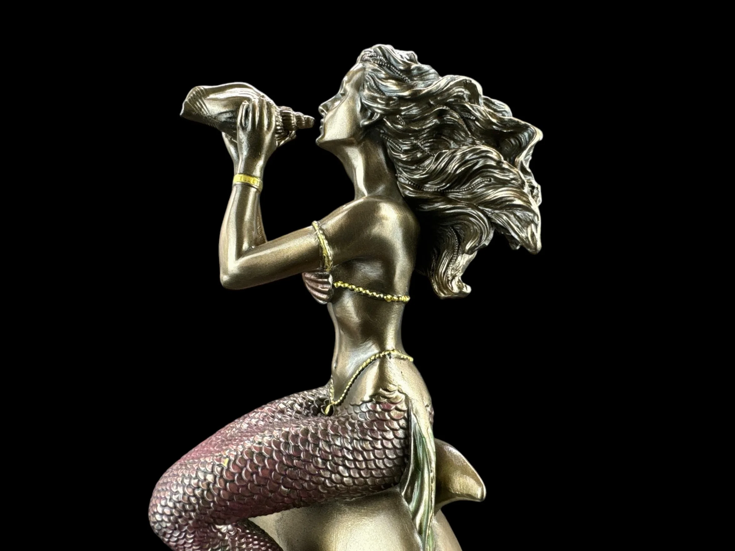 57 SPECIAL REPLICAS Rzeźba dekoracyjna figurka syrenki na plecach delfina, jako prezent do salonu, dekoracja figurki, dekoracja