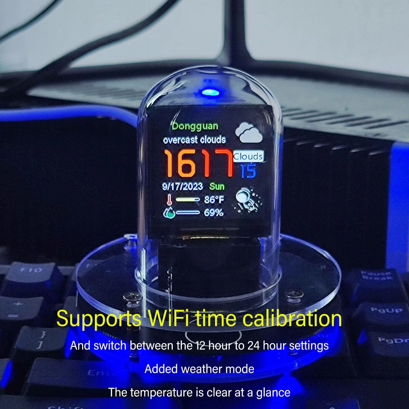 Inteligentny Zegar Nixie Tube WiFi Zegar Cyfrowy RGB Elektroniczny Zegar w Kształcie Tuby z Pełnokolorowymi Wyświetlaczami LCD IPS na Komputer Stacjonarny