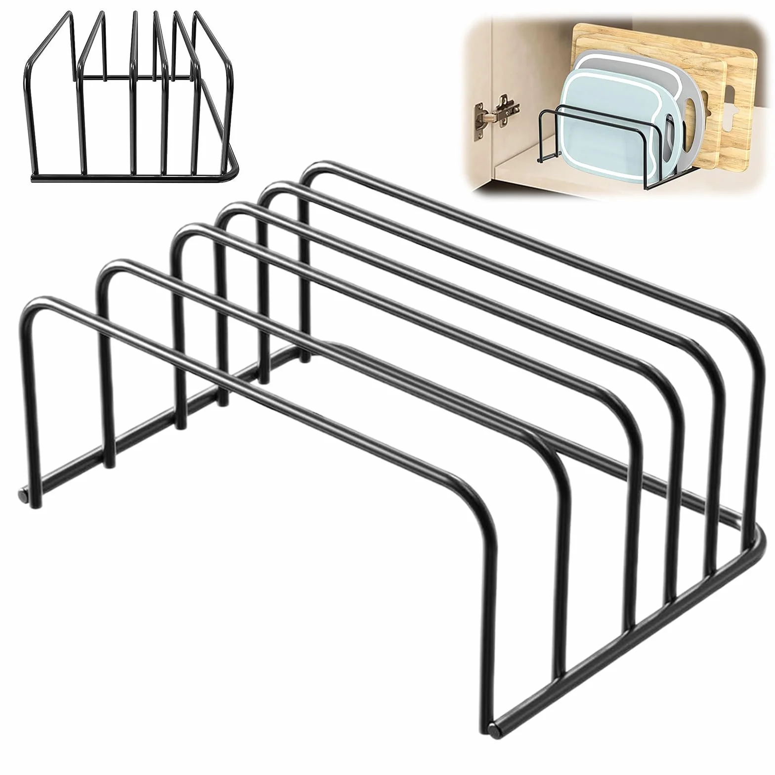 2-częściowy uchwyt na deskę do krojenia, metalowy uchwyt na deskę do krojenia z 10 przegródkami, mobilny organizer, szafka do krojenia deska do krojenia stojak do krojenia, 18 x 14 x 8 cm