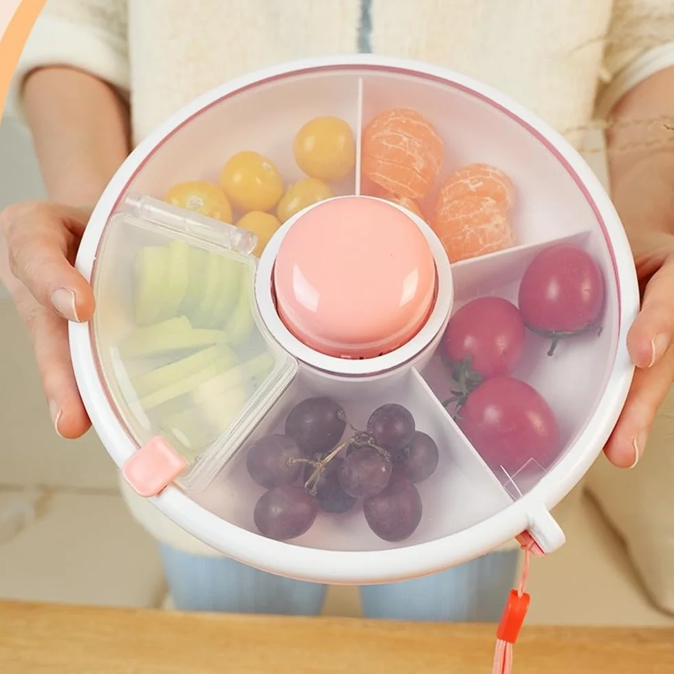 Spinner Snack Organizer obracany z przegródkami na przekąski różowy