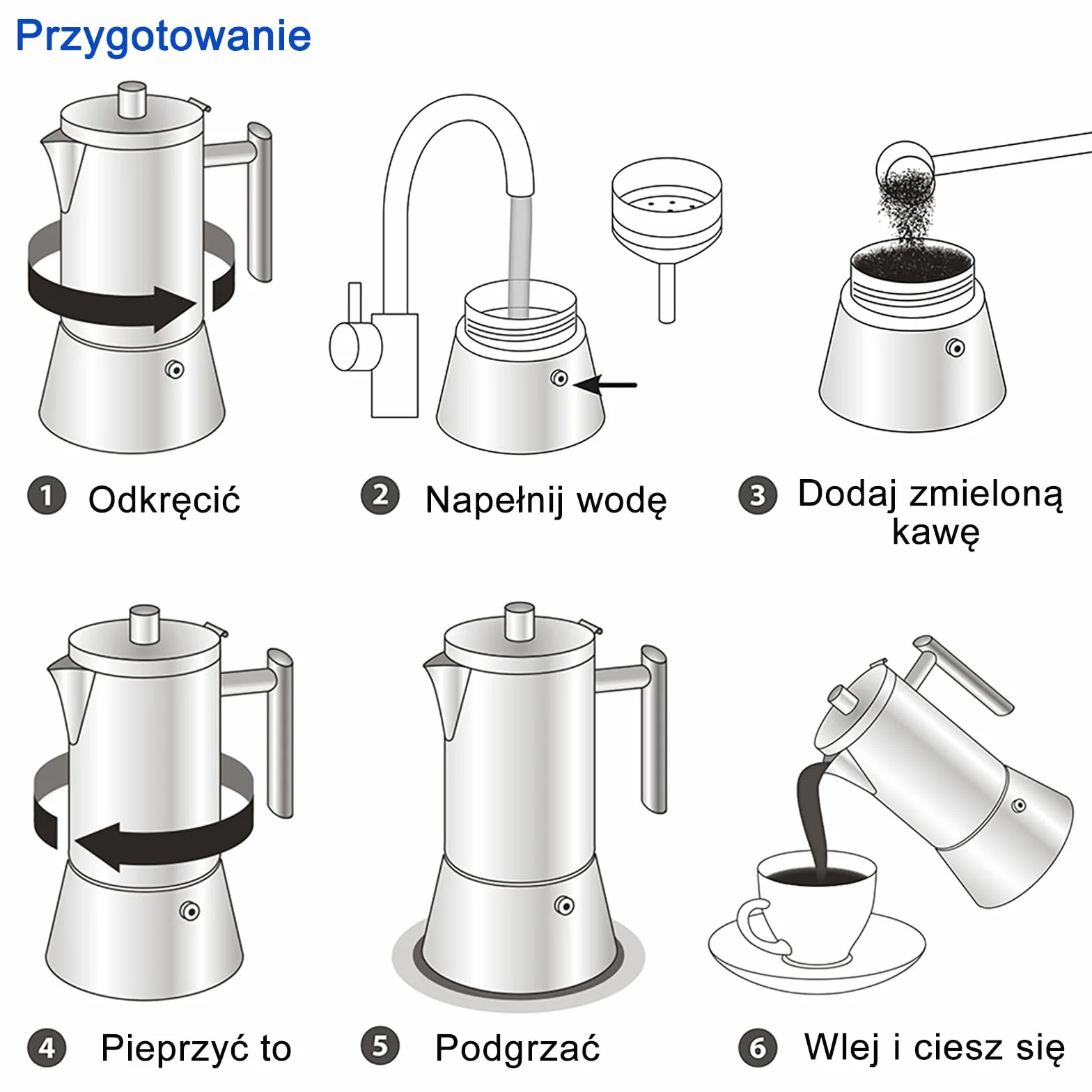 Easyworkz Diego Ekspres do kawy z płytą kuchenną Espresso Moka Pot 300 ml (6 filiżanek), srebrny