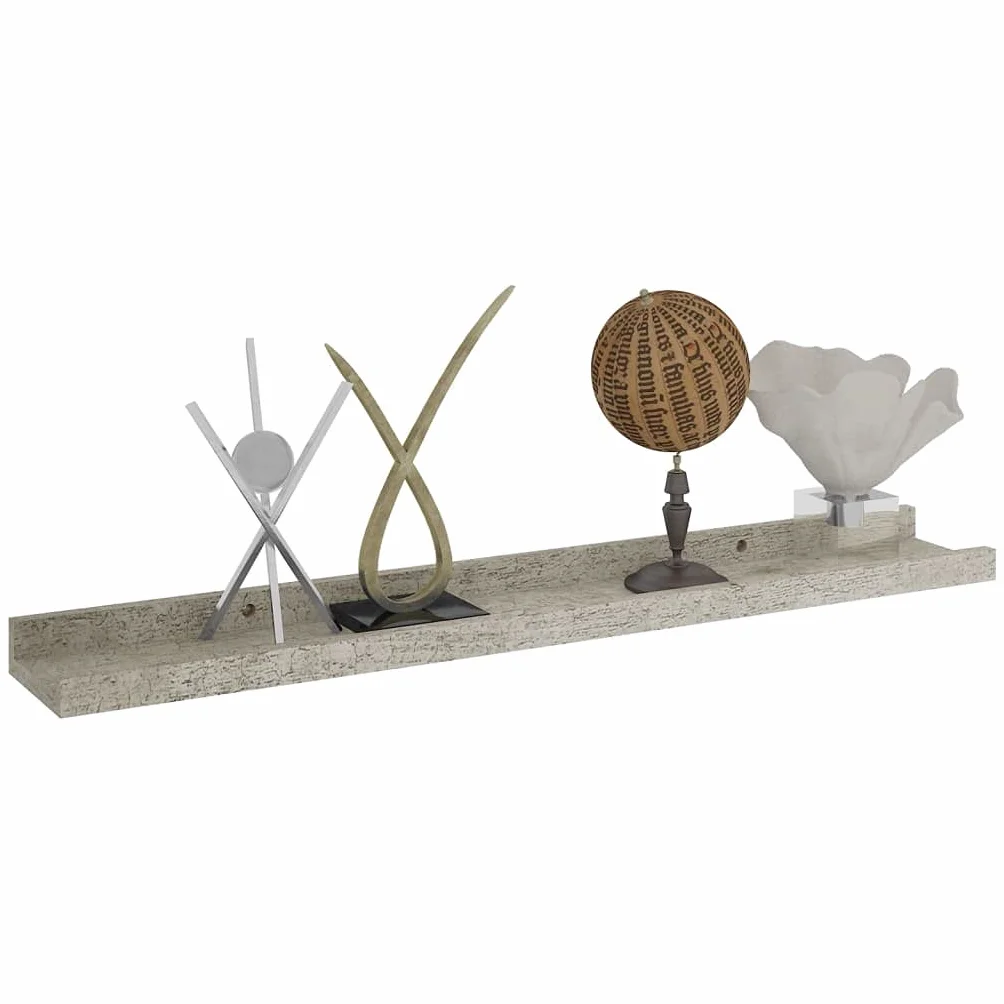 Regały ścienne 4 szt. szary betonowy 60 x 9 x 3 cm, wytrzymałe półki z płyty MDF na książki, rośliny, artykuły dekoracyjne, uniwersalny montaż ścienny do salonu, sypialni