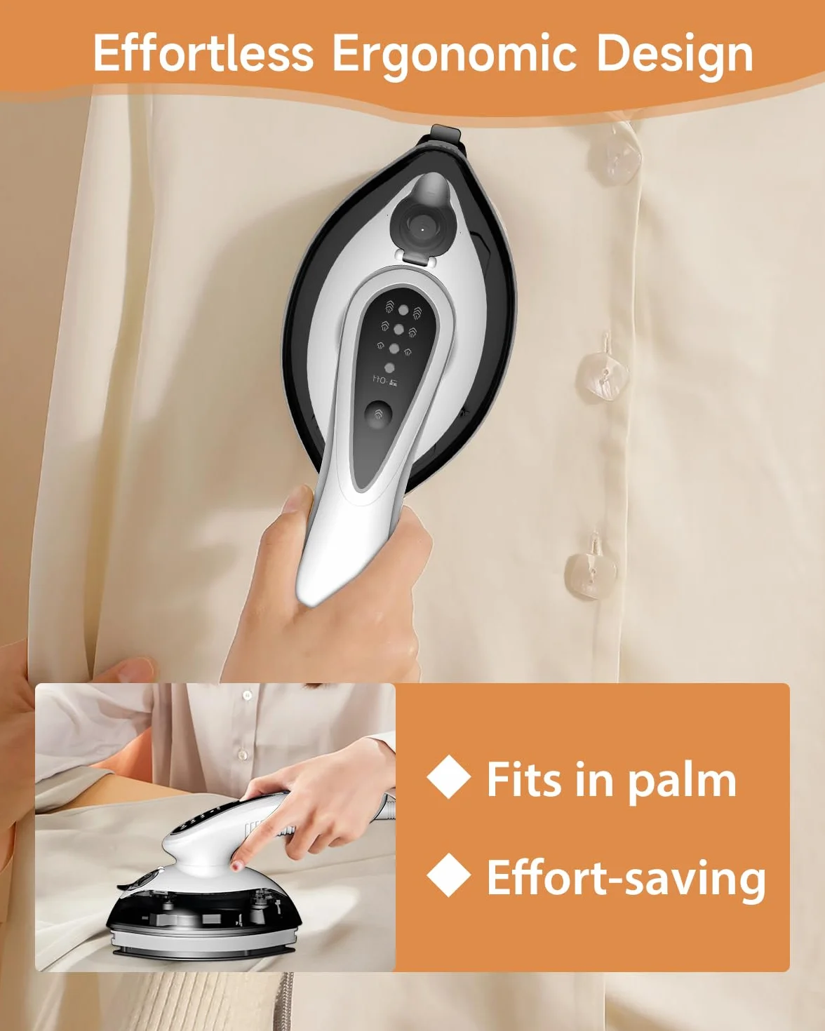 J&J EASIER, FASTER - Podróżne żelazko parowe do ubrań, 1100 W, strumień pary 20 g/min, duży zbiornik 120 ml, szybkie nagrzewanie 25 sekund, podeszwa ceramiczna, kabel 1,7 m