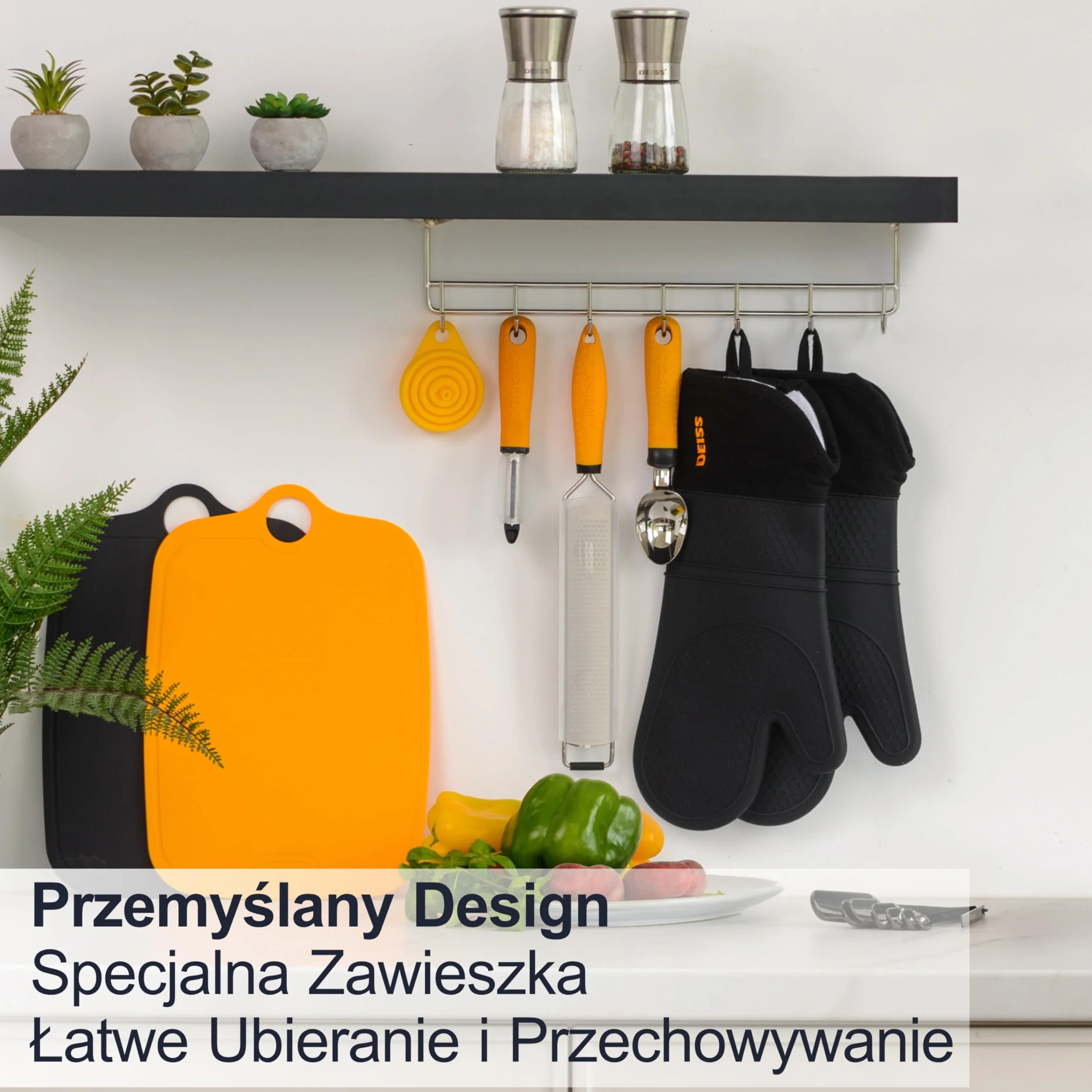 DEISS Pro Zestaw Silikonowych Rękawic Kuchennych Odpornych na Temperatury i Plamy, Rękawice do Grilla z Miękką Bawełnianą Podszewką, Wodoodporne, Bardzo Długie, Elastyczne, Grube Rękawice Kuchenne