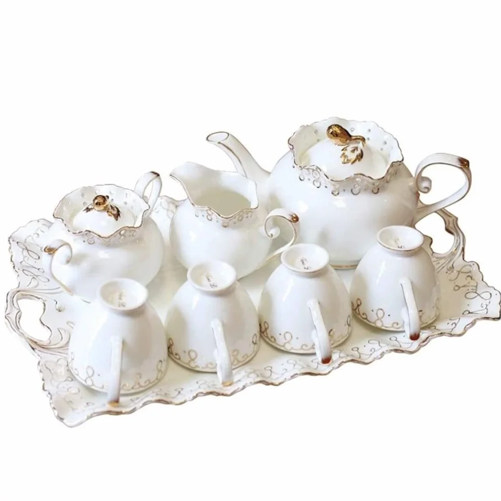 Zestawy Do Herbaty 8 Sztuk Ceramiczny Zestaw Do Parzenia Kawy I Herbaty Czajniczek Cukiernica Śmietanka Dzbanek Zestaw Filiżanek Do Herbaty Do Domowego Biura Zestaw Filiżanek Do Kawy I Herbaty