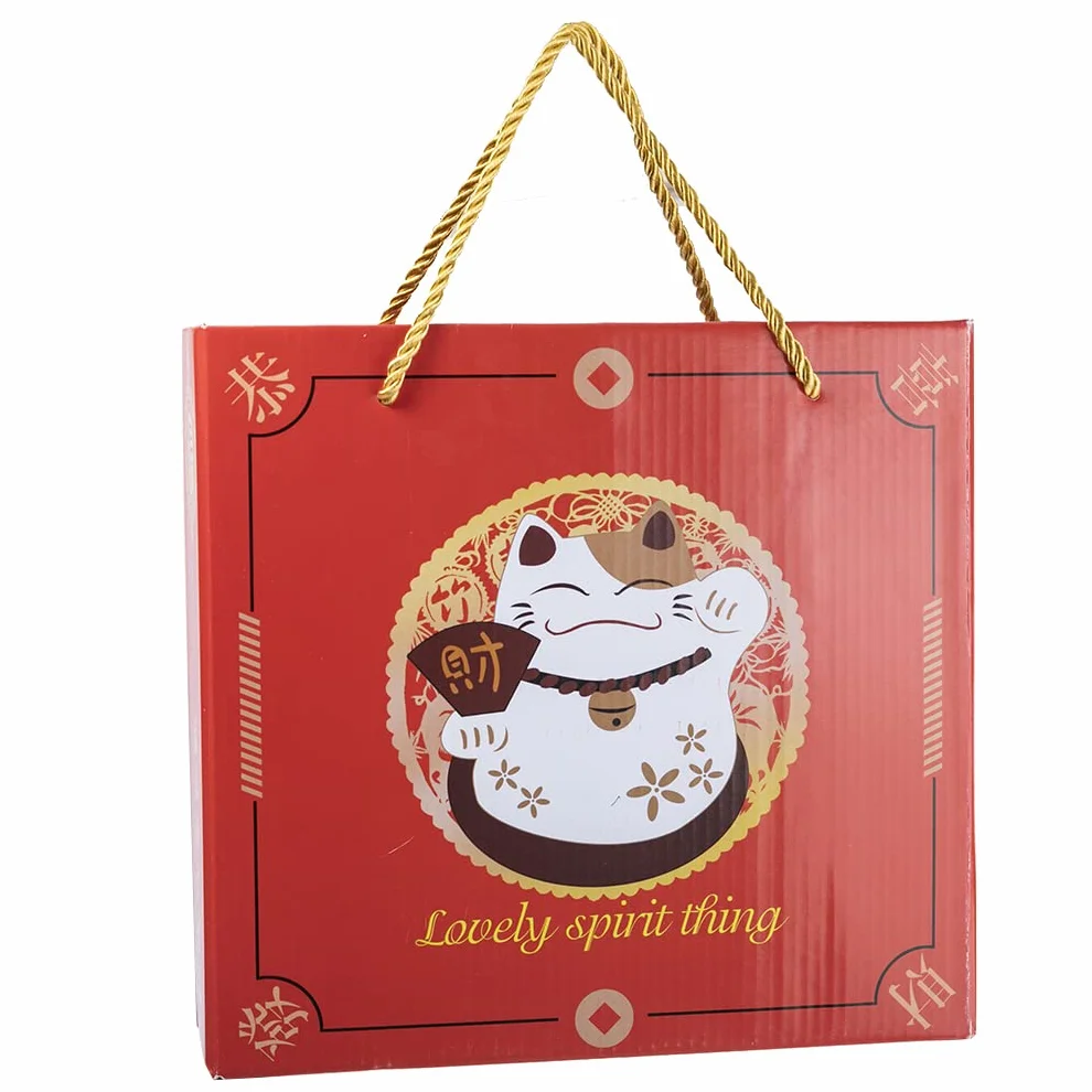lachineuse - Zestaw 4 misek z japońskim kotem - Miski na ryż, śniadanie i zupę - Japońskie naczynia porcelanowe - z pałeczkami - Maneki Neko Happiness Holder - Kawaii Japan Gift Deco