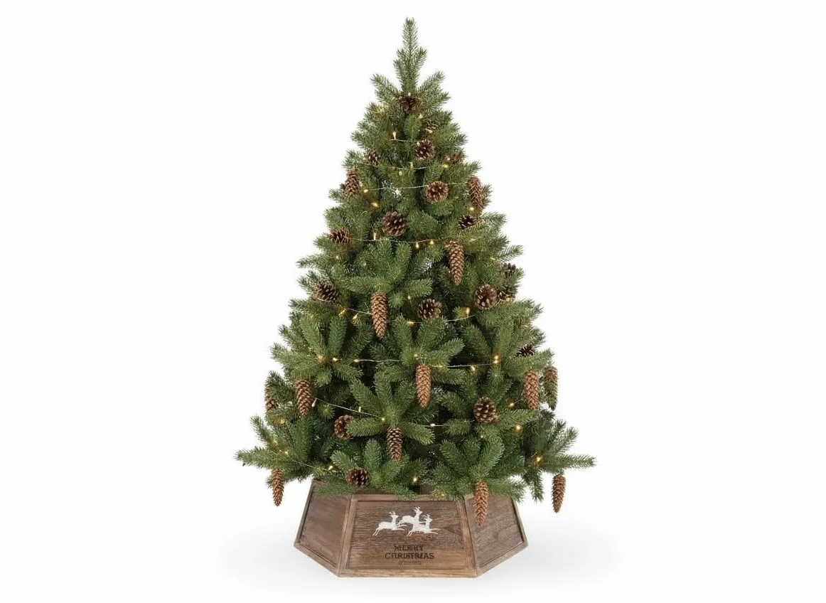 COIL osłona pod choinkę, osłona na choinkę, podstawa do choinki, osłona choinkowa na Boże Narodzenie, owalna, prostokątna, średnica od 56 cm (Brązowa, średnica 66)