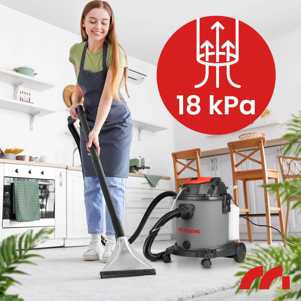 MalTec MasterWash odkurzacz do czyszczenia dywanów, 2200 W, szary, ze zbiornikiem o pojemności 20 litrów