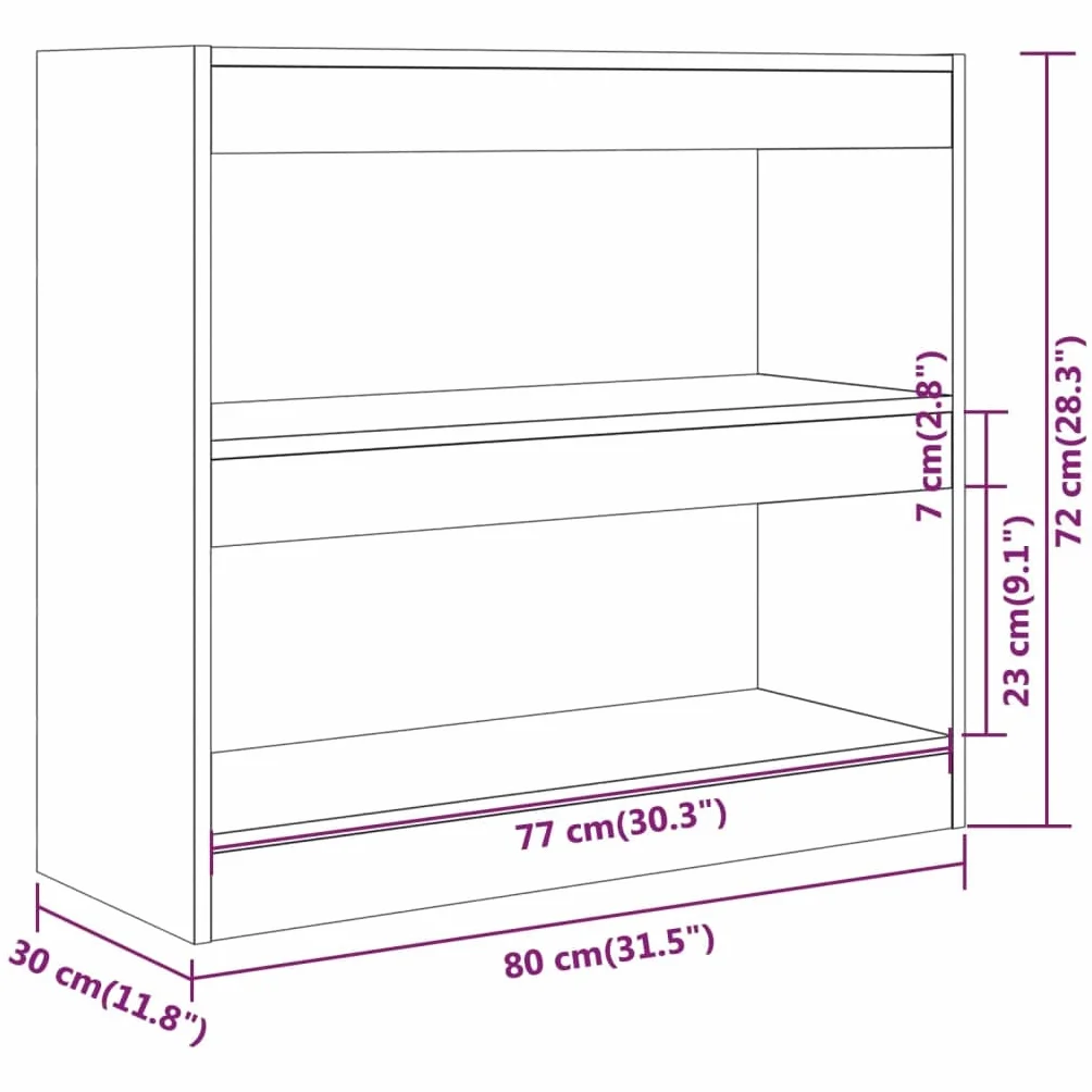 Générique Sonoma dębowa szafka na książki, 80 x 30 x 72 cm, regał z półką do przechowywania czasopism, książek i płyt DVD, służy również jako ścianka działowa do przedpokoju