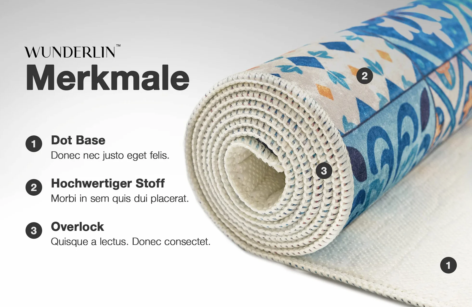 wunderlin Chodnik na korytarz, dywan do kuchni, kolekcja, nadaje się do prania, nowoczesny design, wartościowy, antypoślizgowy, do kuchni, nadaje się do prania (Big Tiles, 60 x 200 cm)