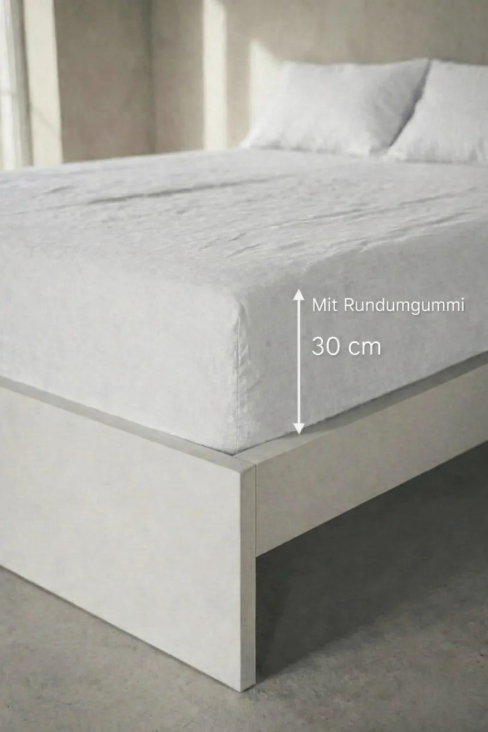 Prześcieradło z gumką ze 100% płótna Stonewashed – regulujące temperaturę, oddychające i bardzo delikatne z elastycznym obszyciem na całej długości
