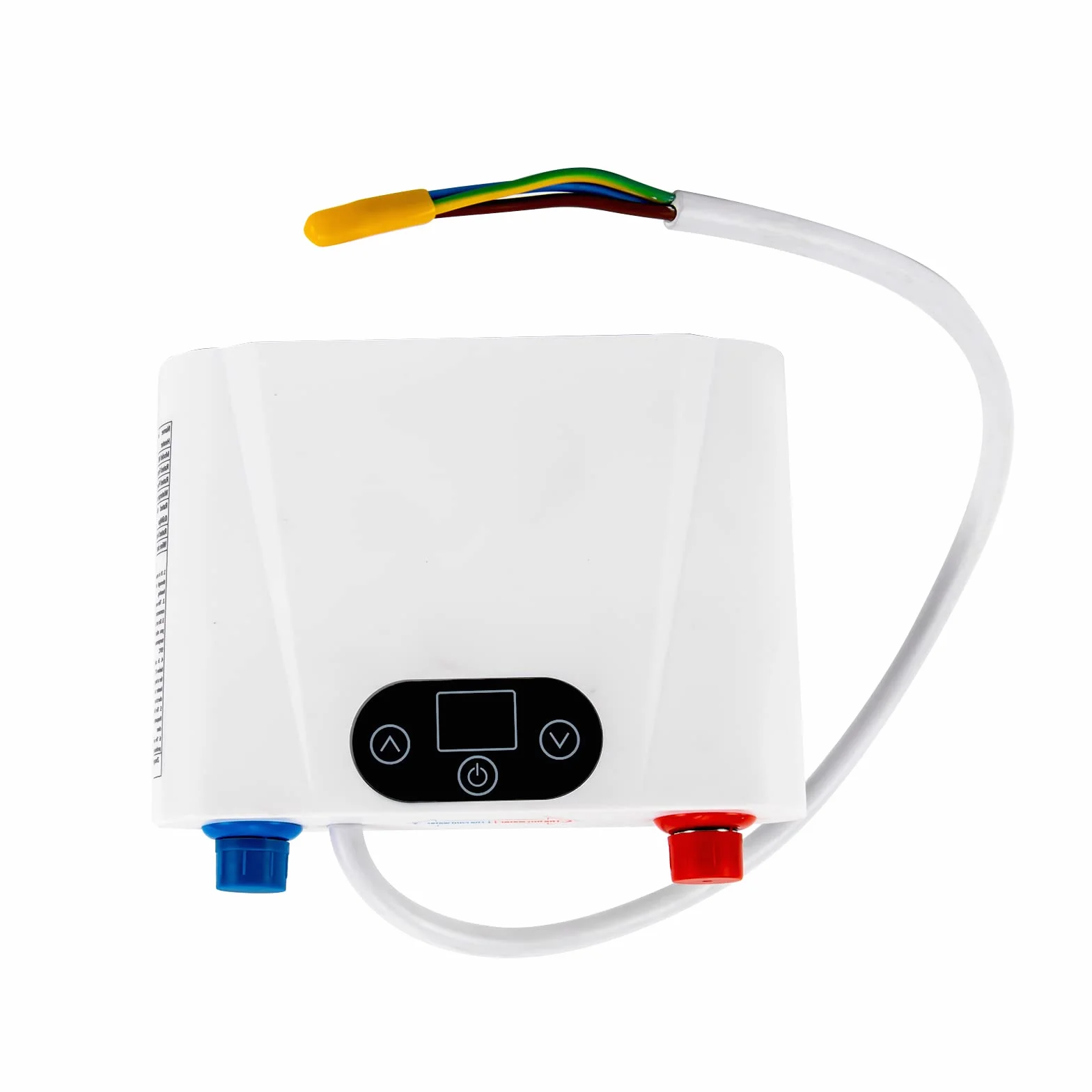 Elektryczny mały przepływowy podgrzewacz wody ABS + odlew aluminiowy, elektroniczny podgrzewacz wody, wodoszczelny, IPX4, mini urządzenie kuchenne ze wskaźnikiem temperatury LED do kuchni