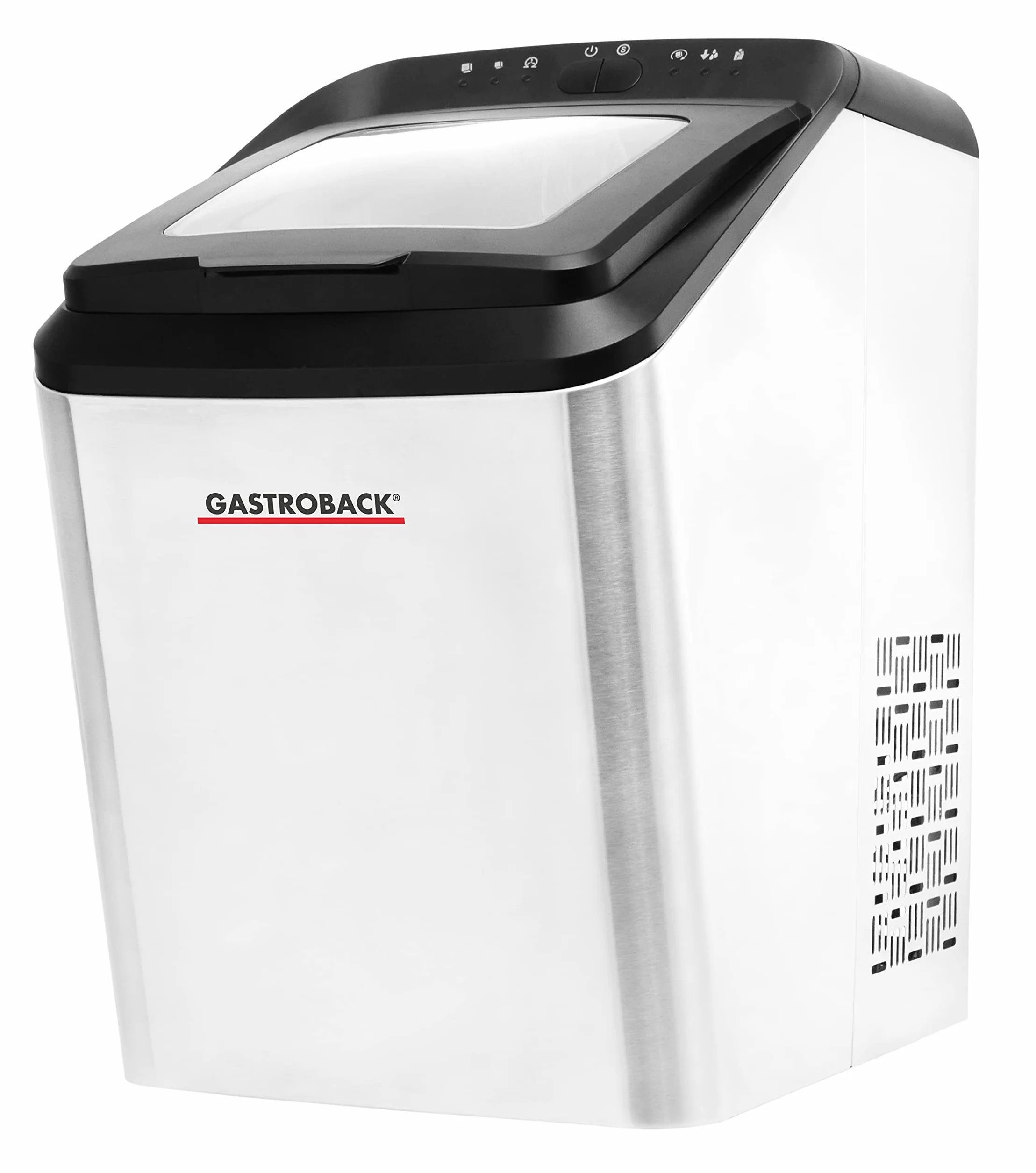 GASTROBACK 41143 Bartender Pro kostkarka do lodu, 9 kostek na cykl, 2,8 l zbiornik, czarny srebrny