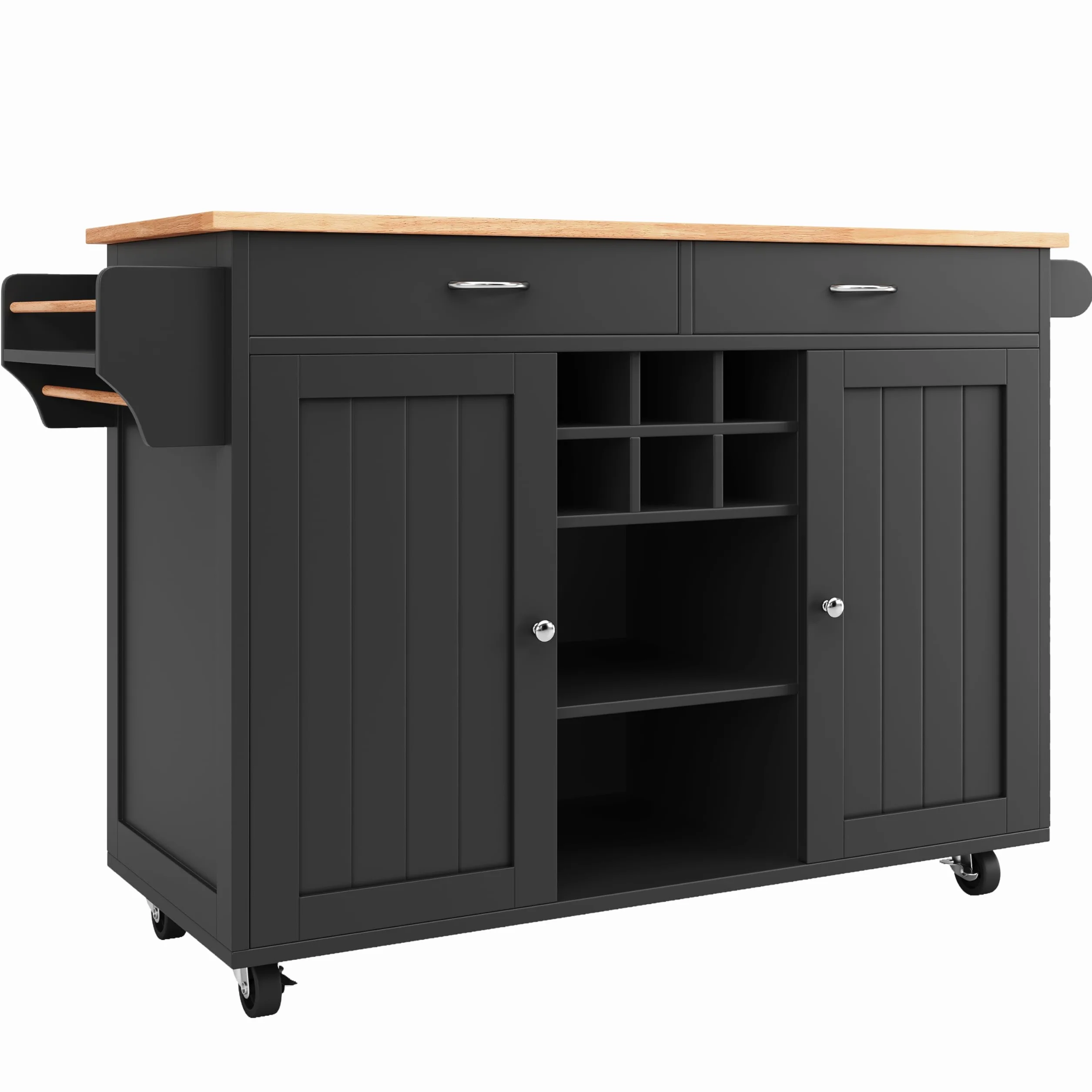 Wyspa kuchenna 102×45×92 cm, szafka z drewnianą fakturą, kredens bufetowy, stół jadalny z przechowywaniem