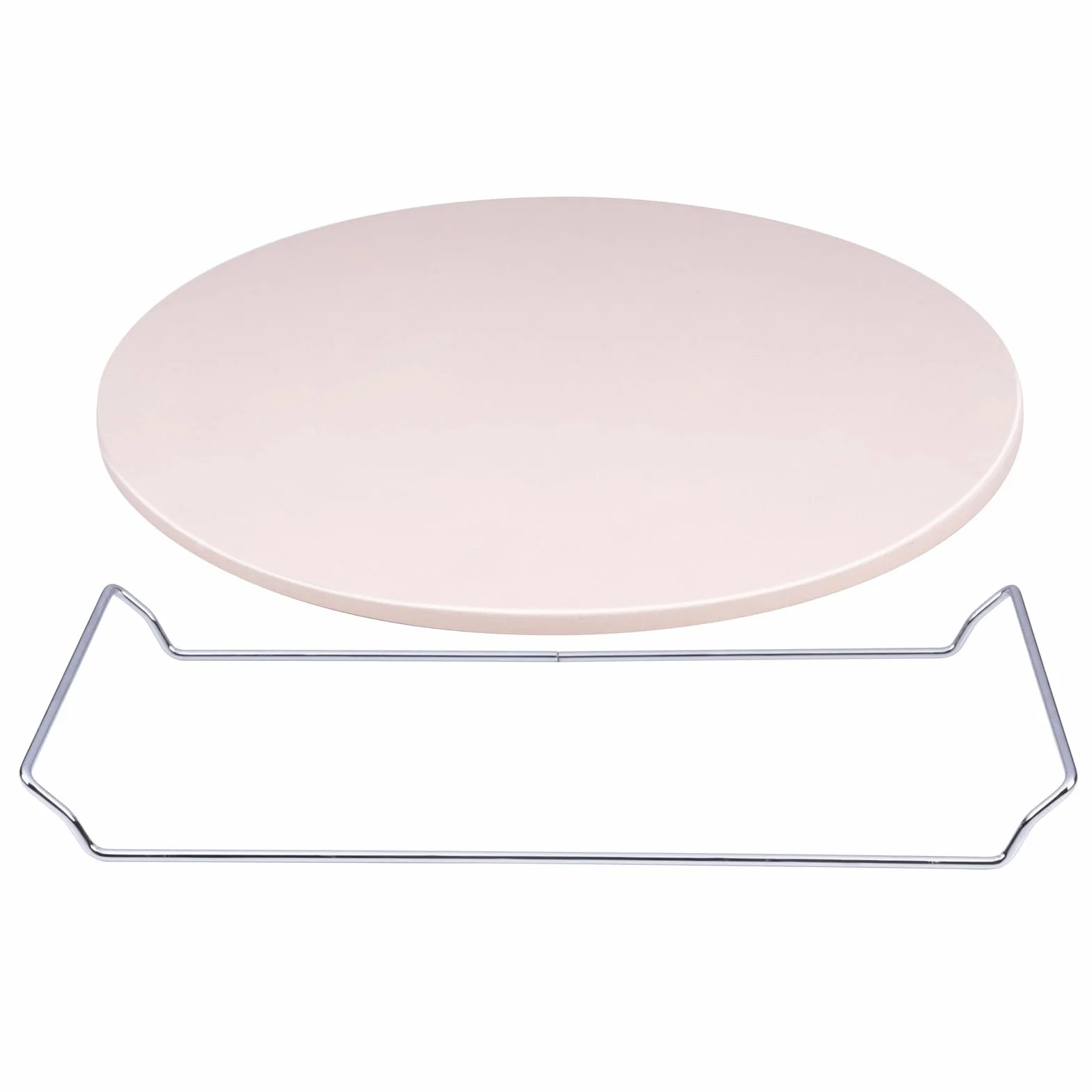 Kamień do pizzy Ø 33 cm do piekarnika i grilla z uchwytem ze stali nierdzewnej, grubość 1 cm, do pieca, grilla gazowego, kamień do pieczenia