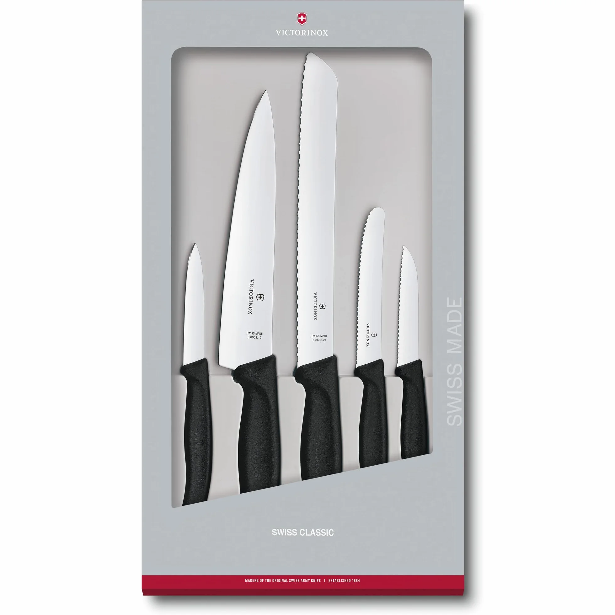 Victorinox Swiss Classic Küchengarnitur mit ergonomischem Griff und rostfreier Stahlklinge, 5-teilig