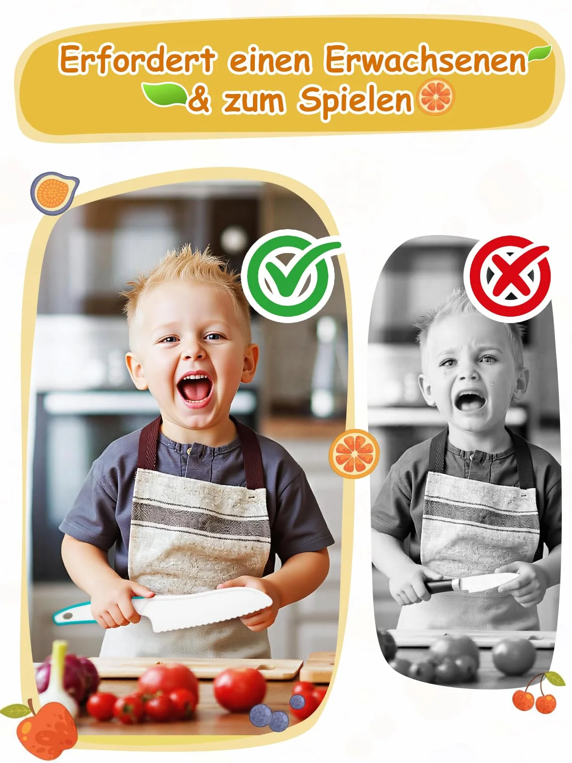 Noże dla dzieci 6-częściowy Bezpieczeństwo Noże kuchenne Zestaw do cięcia Gotowanie owoców lub warzyw w tym Noże kucharskie Noże do owoców Skale Prezenty dla małych dzieci Urodziny Winachten