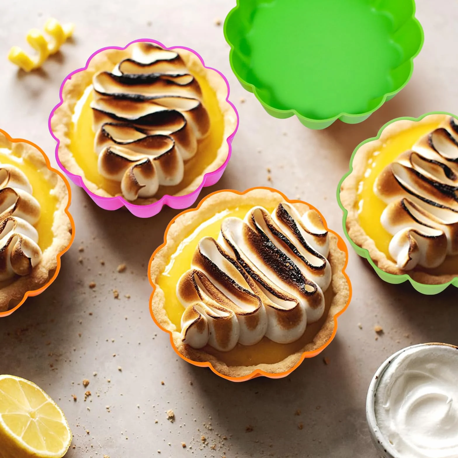 webake Silikonowa forma do mini tarty, 12 sztuk, 8 cm, forma do tortów, tortów owocowych, quiche, do małych ciast, na tort, blacha do pieczenia