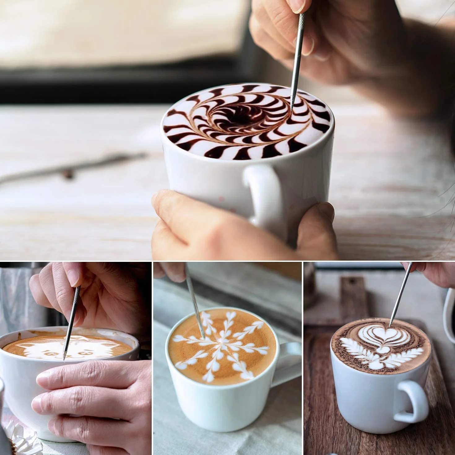 2 szt. 304 stal nierdzewna kawa sztuka pióro barista cappuccino espresso kawa dekorowanie latte art pióro fantazyjne narzędzie do kawiarni