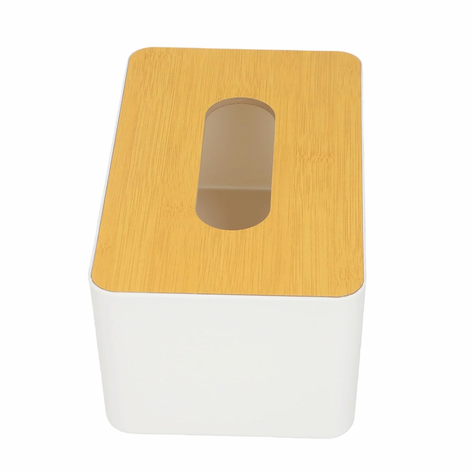 Pudełko na Chusteczki z Bambusa, Kwadratowe, Zdejmowana Osłona, Plastikowy Organizer do Przechowywania, 13.5x13 cm