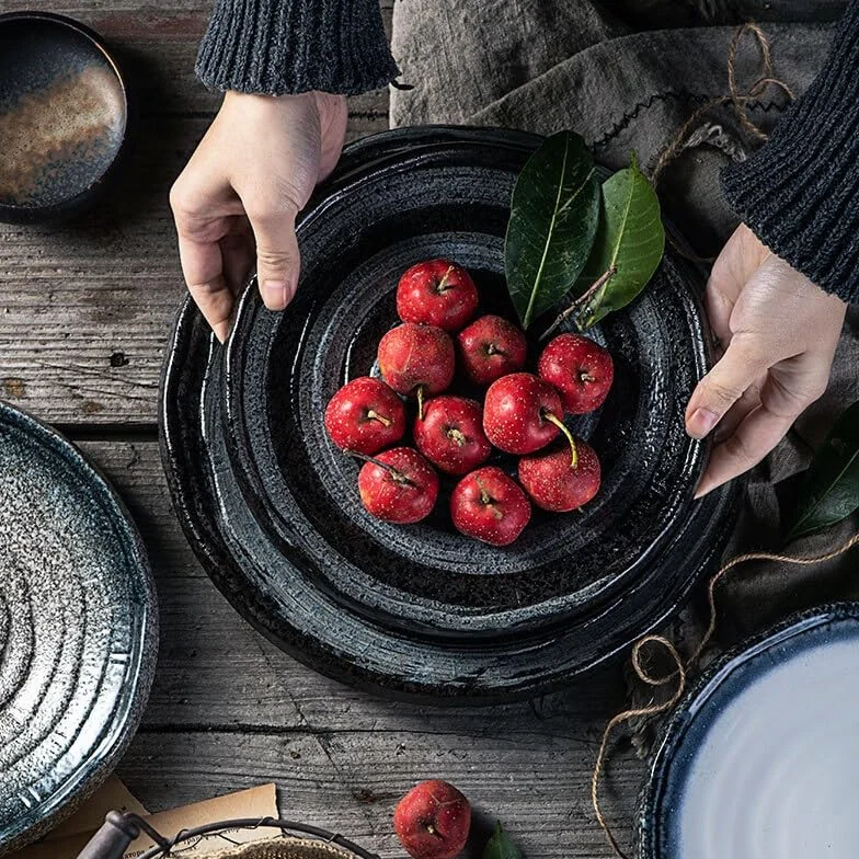 Talerz na przekąski Pojemniki na przekąski Japoński styl Ceramiczny talerz do sushi Kreatywna zastawa stołowa Talerz obiadowy Talerz na warzywa Płaski talerz Talerze deserowe Taler(B)